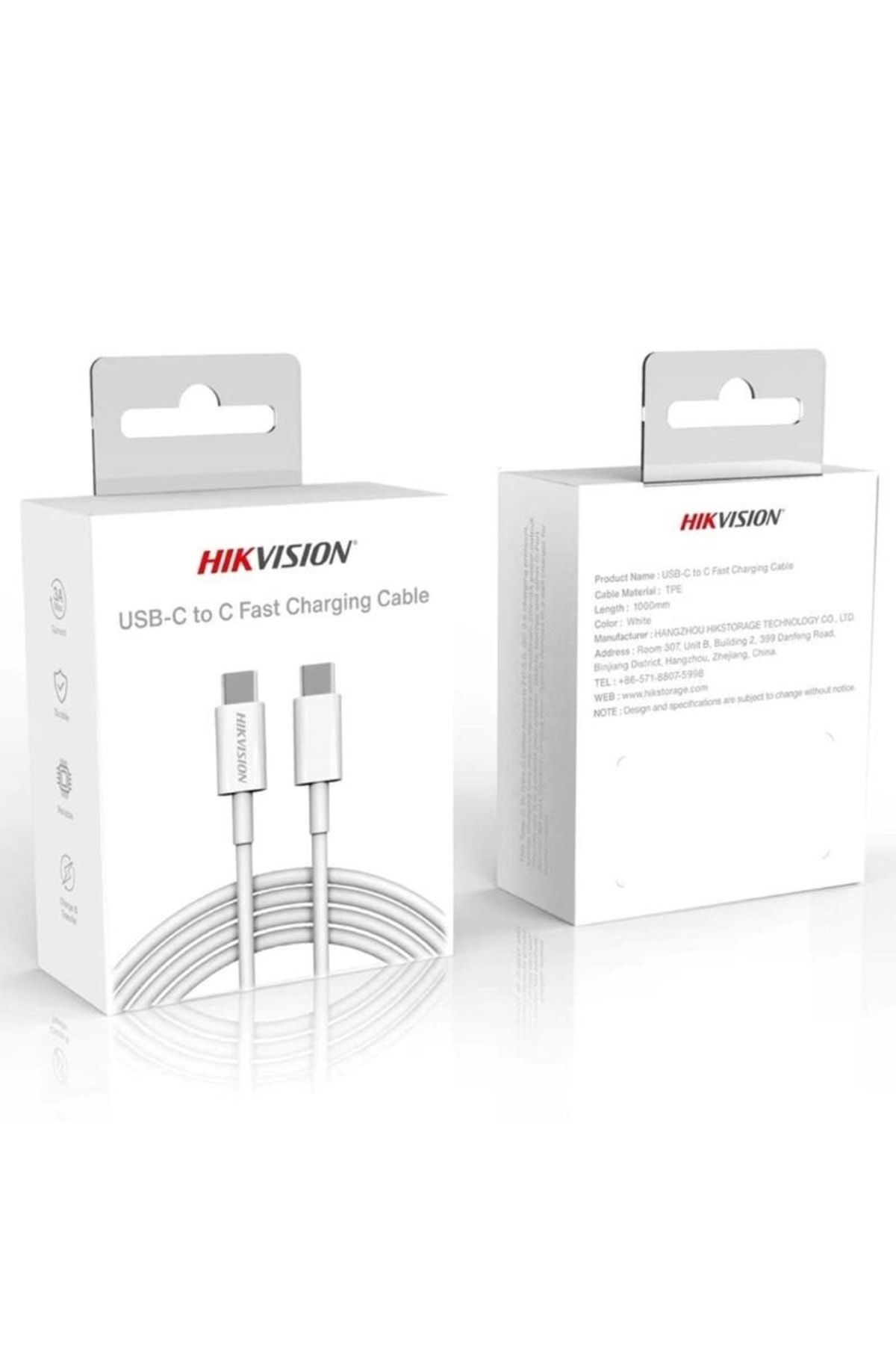 Coverzone Hıkvısıon Type-c To Type-c Usb Kablo 1 Metre Hızlı Şarj 20v/3a Data Kablosu 60w Kadar Destek Cbc2c