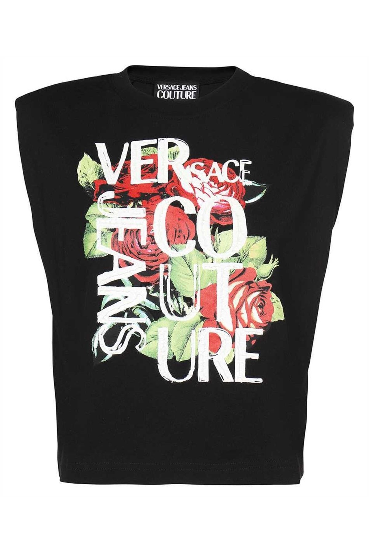 Versace Kadın Bisiklet Yaka Baskılı Rahat Siyah T-shirt 74hahf03 Cj03f-899