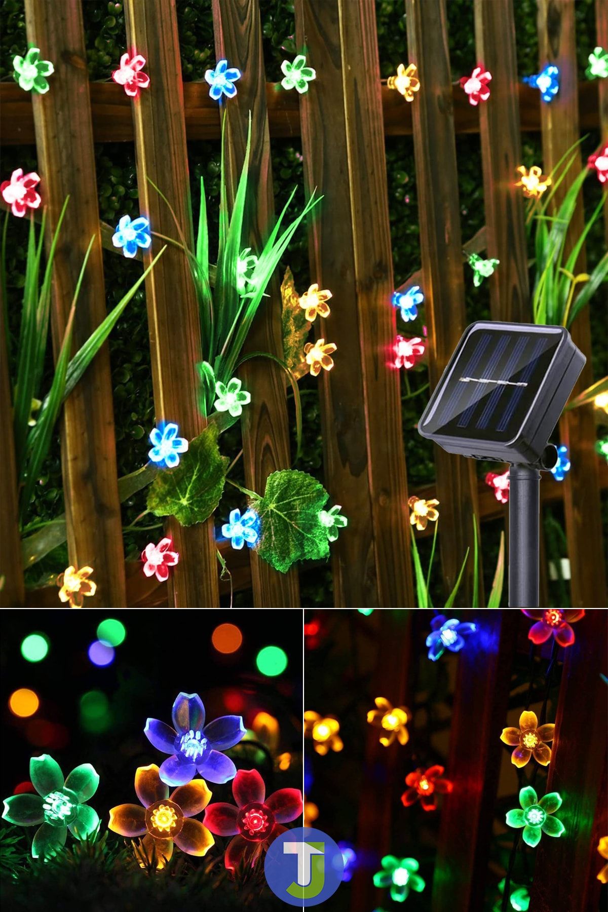 Technojet 20 Çiçekli Led Solar Rgb Bahçe Dekorasyon Güneş Enerjili Aydınlatma Modlu