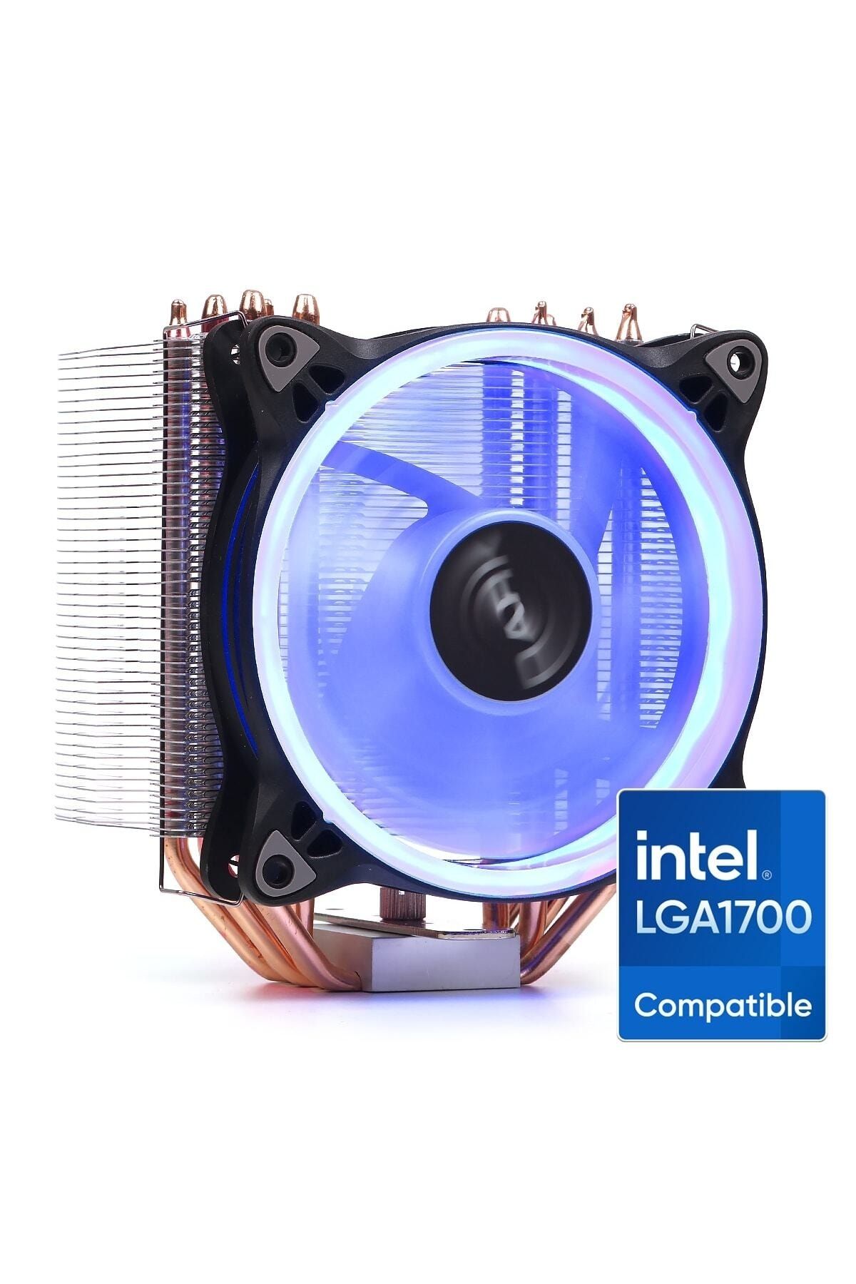 Dark Freezer X124 Intel Lga1700 Uyumlu Işlemci Soğutucu 12cm Mavi Led'li, 4pin Pwm Fanlı, 5x Isı Boru