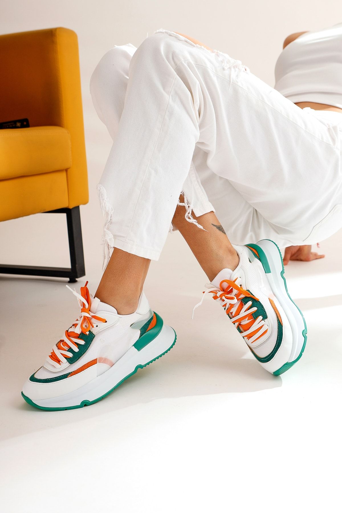 Limoya Luam Beyaz Yeşil Sneakers Spor Ayakkabı
