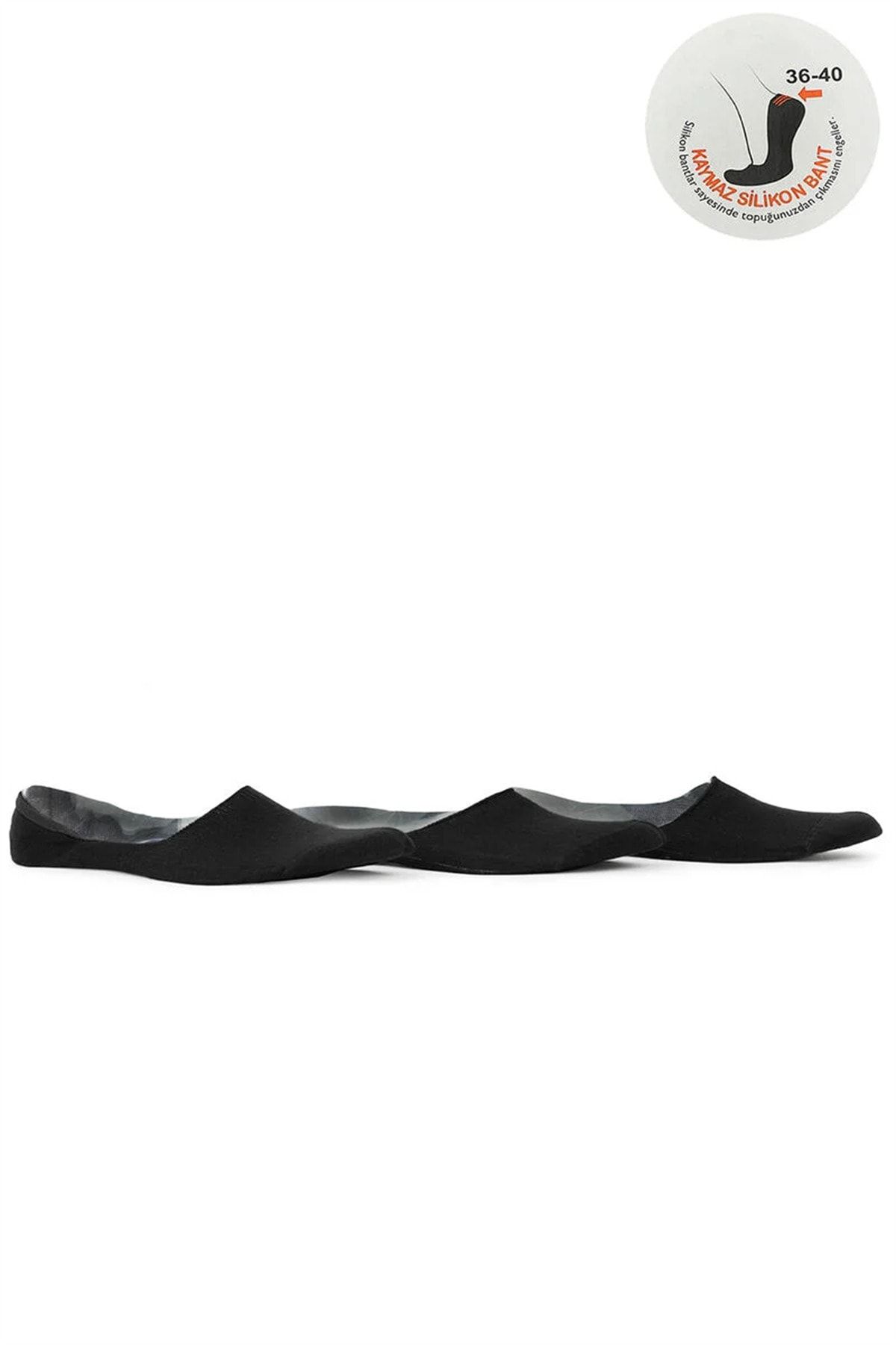 Slazenger Jamar Kadın Spor Babet Çorap 36-40 Siyah 3 Lü Paket
