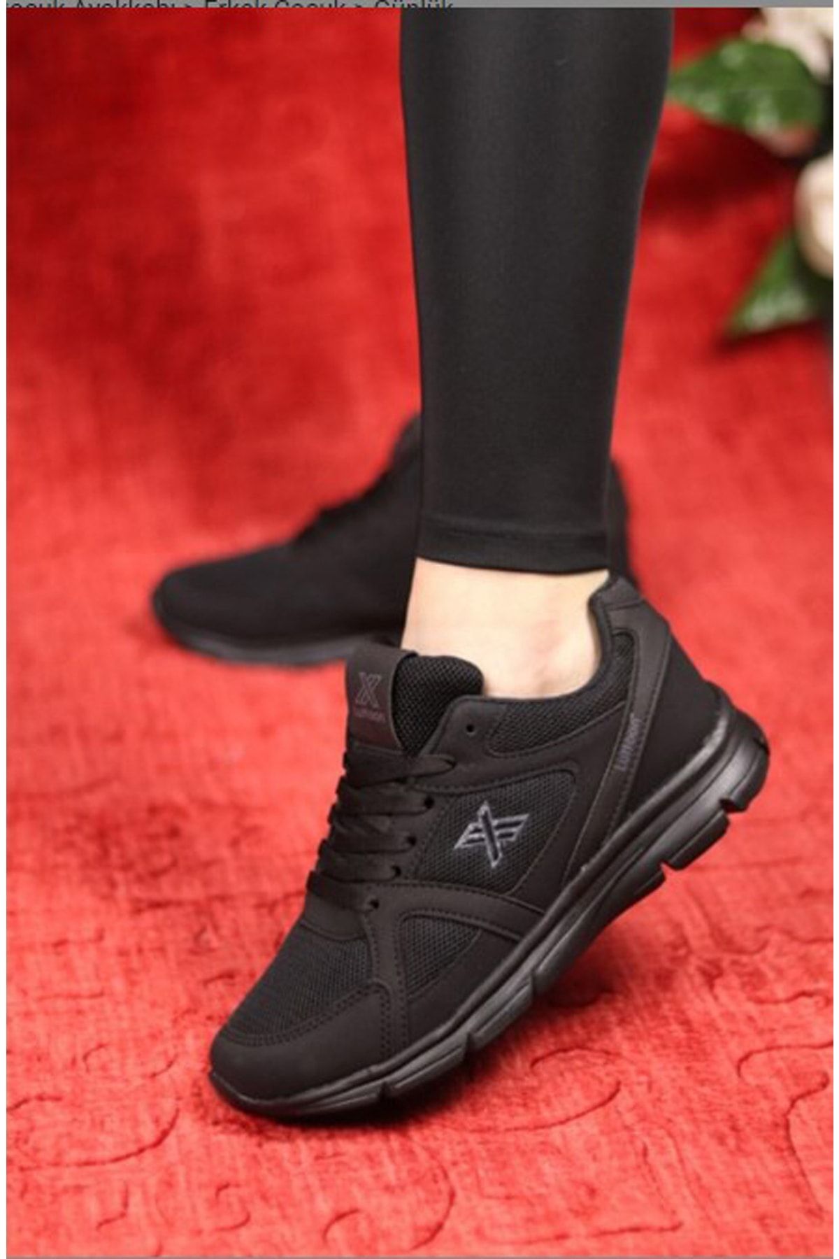 Afilli Siyah Erkek Kalın Günlük Büyük Numara Ayak 46 47 48 Spor Sneaker Yürüyüş Antrenman Ayakkabı