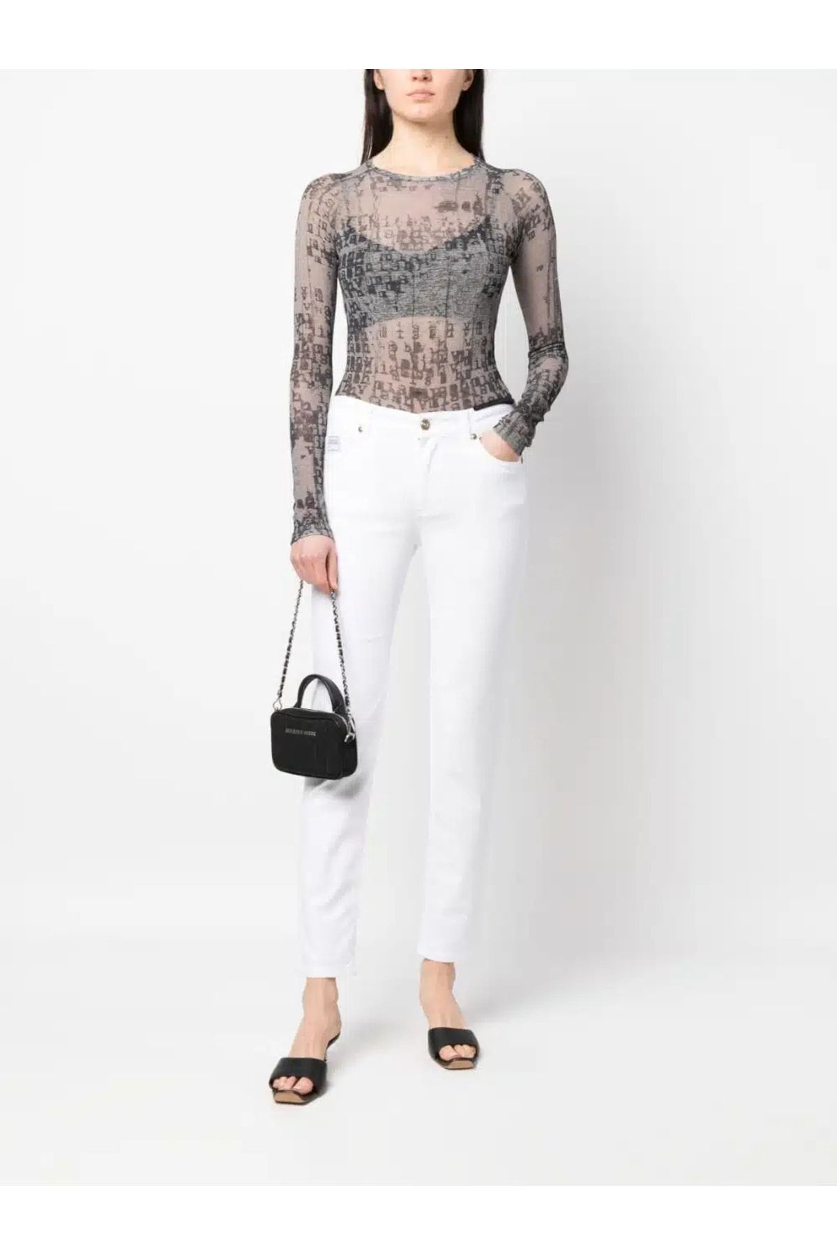 Versace Kadın Pamuklu Normal Kesim Rahat Beyaz Pantolon 74hab5s0 Cew01-003