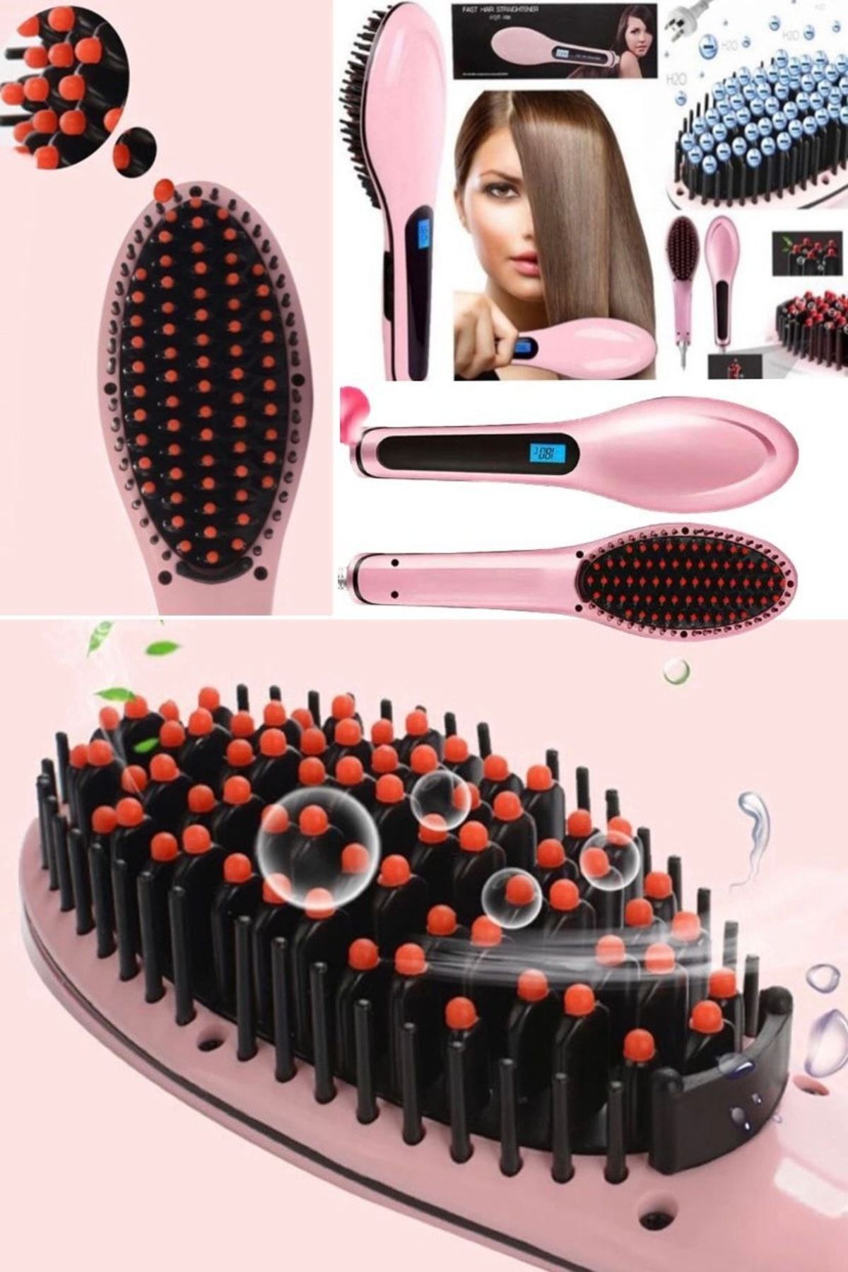 Utelips Saç Düzleştirme Tarak Lcd Ekran Dijital Fırça Ev Salonu Unisex Şekillendirme Kadın Saç Fırçası