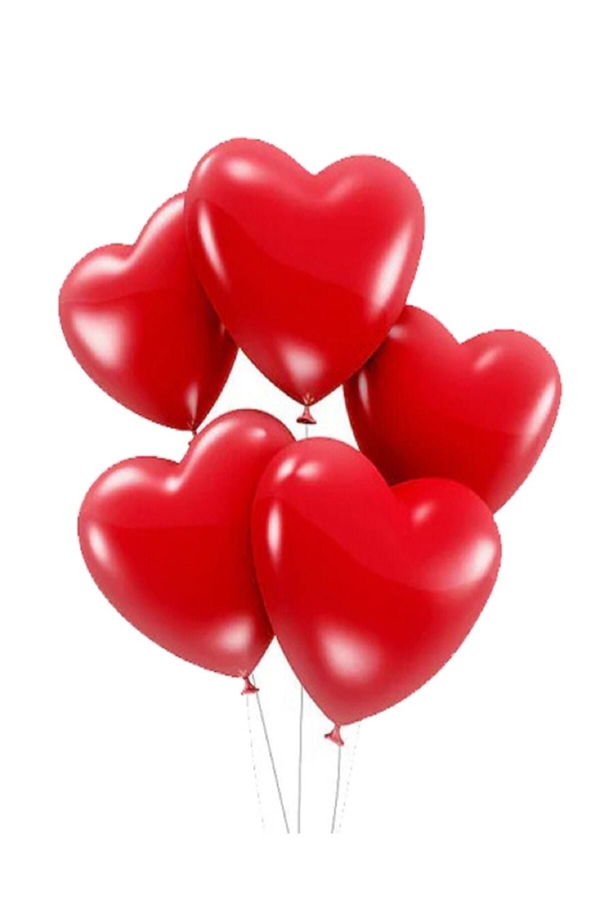KozmoParti 50 Adet Kırmızı Baskısız Kalp Balonu 30cm Romantik Kalpli Balonlar