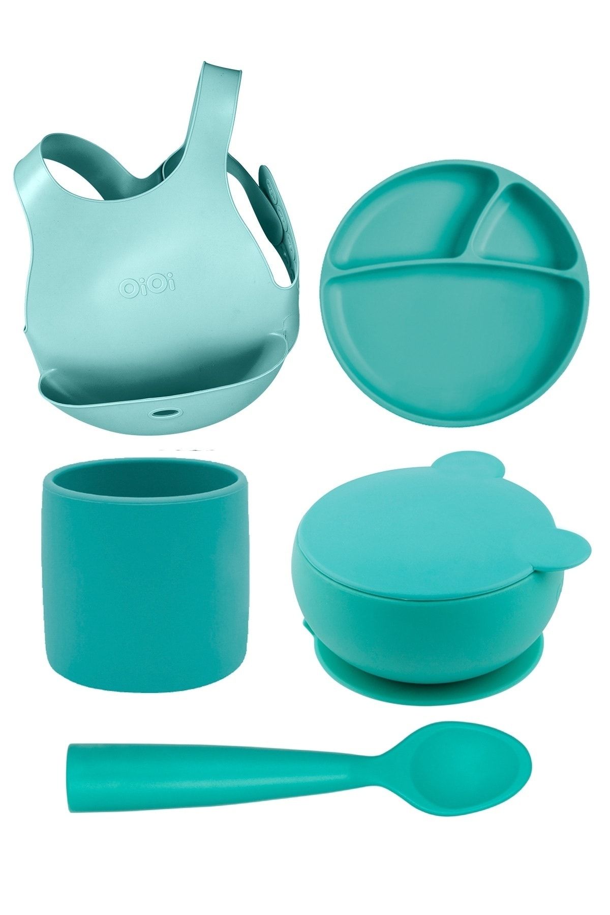 Oioi Agua Green Beşli Set (önlük+tabak+kase+bardak+kaşık)