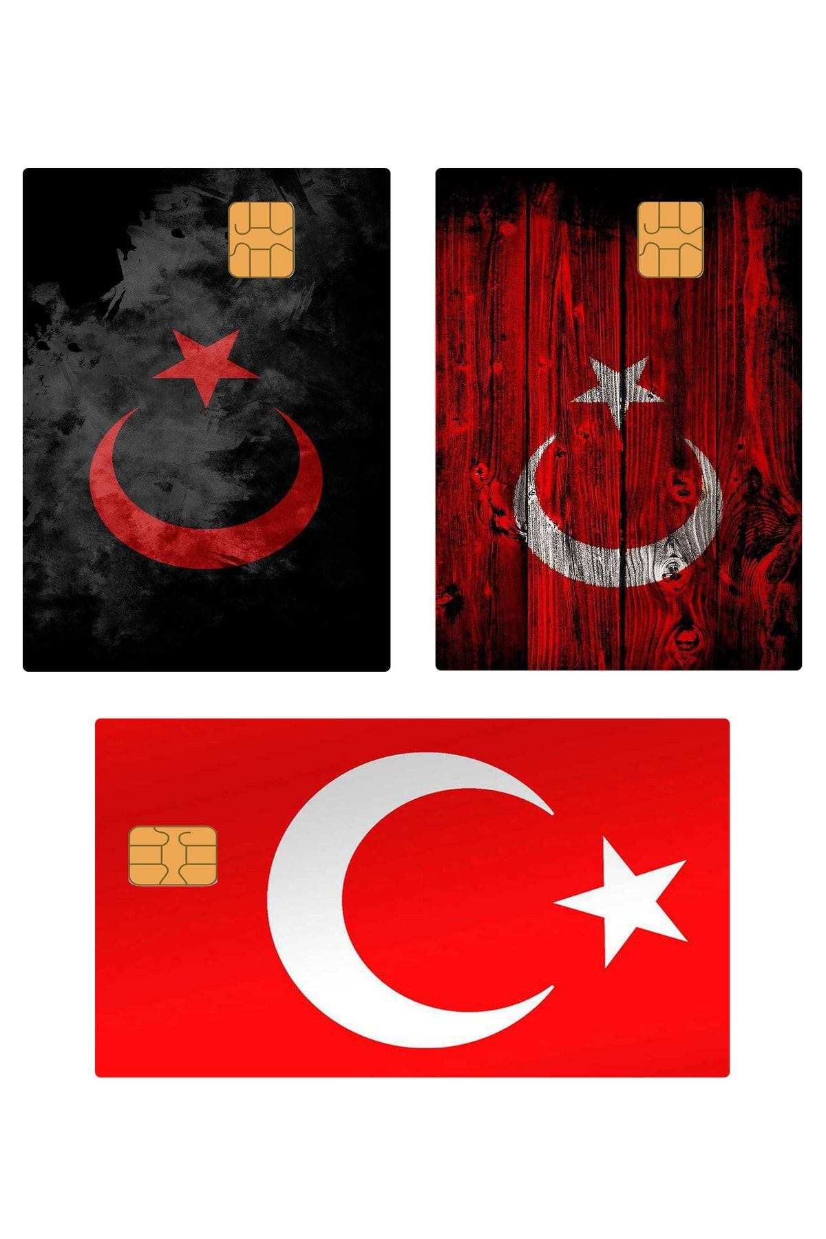 ESİLA 3 Çeşit Türk Bayraklı Kart Kaplama Sticker - Banka&kredi&papara&tosla Ulaşım Kartı Etiketi