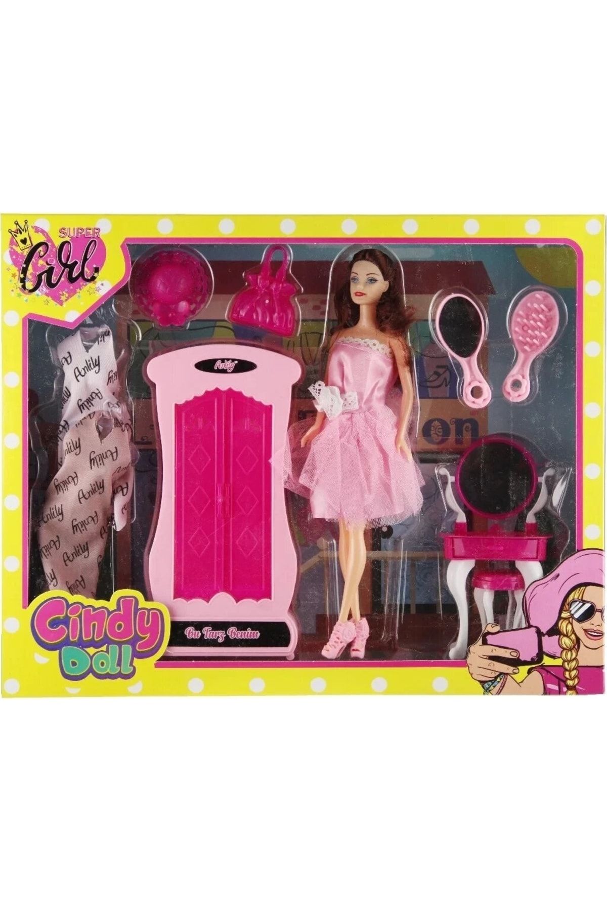 oydaş oyuncak Cindy Bebek Doll Dolaplı Makyaj Masalı 04-02453 4530