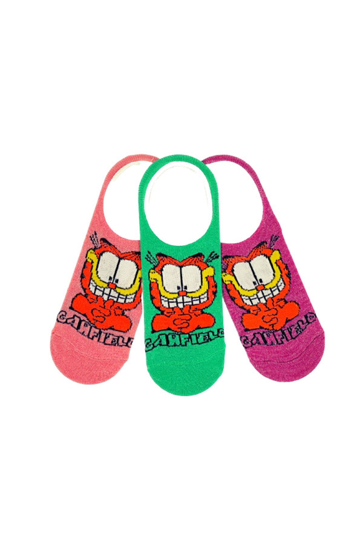 Bonapart 3 Çift Unisex Garfield Desenli Renkli Babet Çorap