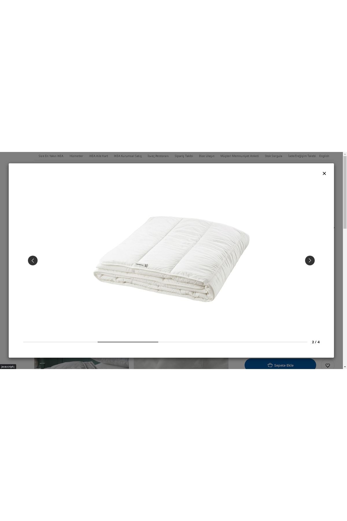 IKEA Stjarnbracka Çift Kişilik Yorgan, Beyaz, 240x220 Cm, Hafif Sıcak Tutar