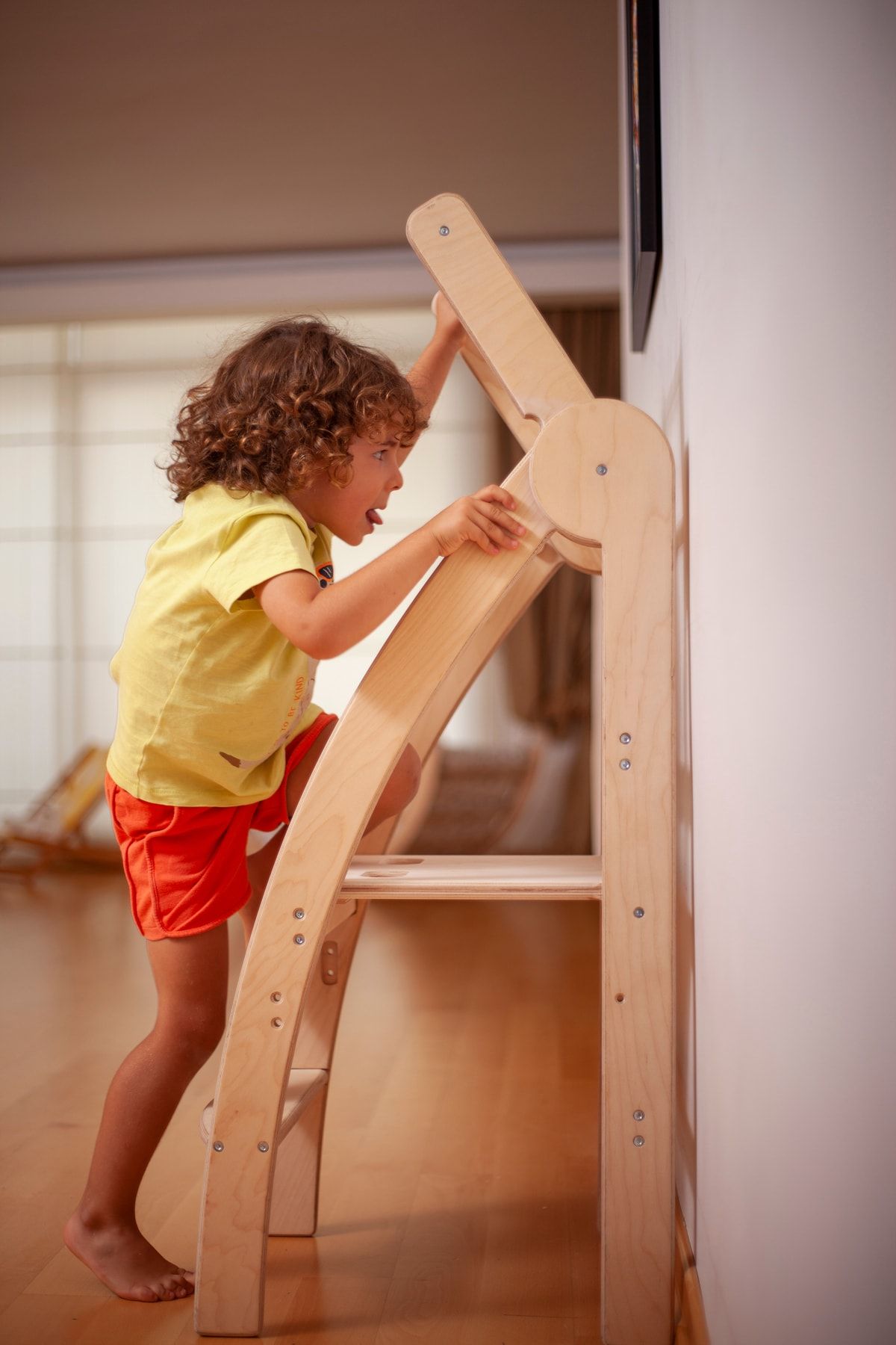 KIDOPPO Öğrenme Kulesi Katlanabilir Özellikli | Montessori Yardımcı Kule | Ahşap Çocuk Taburesi