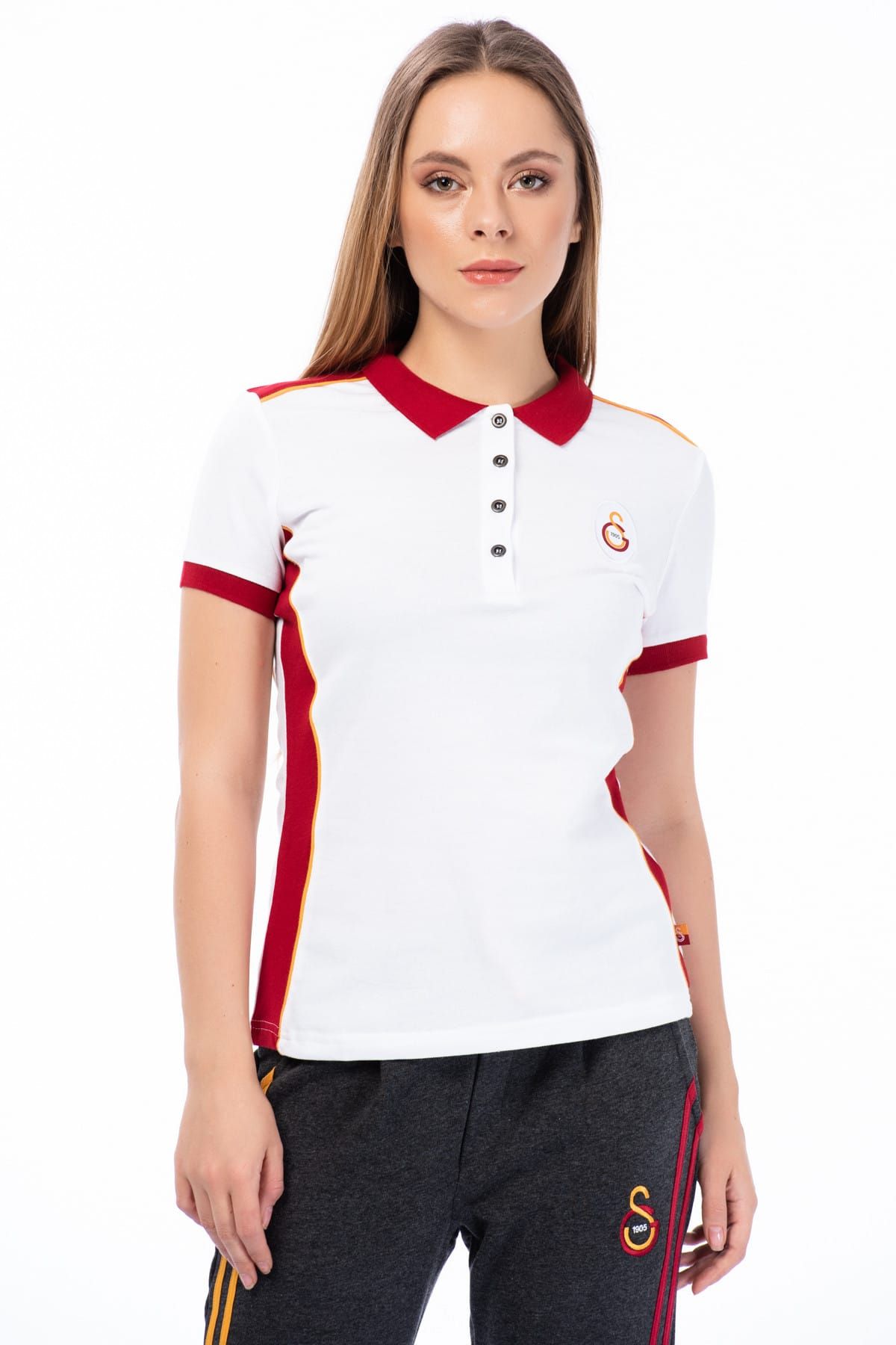 Galatasaray Galatasaray Kadın Beyaz Polo Yaka T-Shirt - Y023-K80145