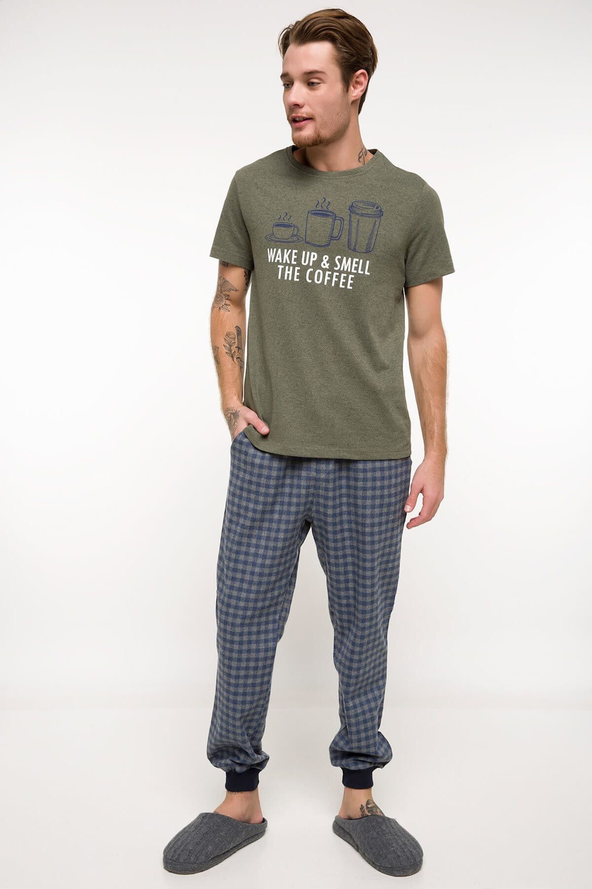 Defacto Erkek Kısa Kollu Pijama Takımı