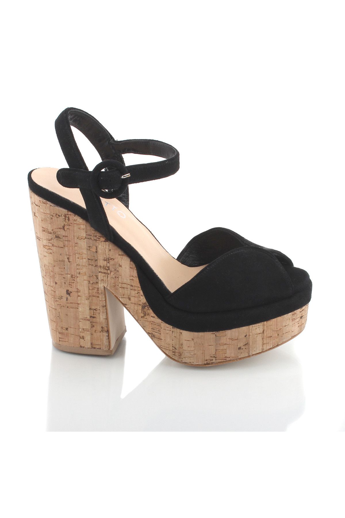 Poletto Hakiki Deri Siyah Kadın Dolgu Topuklu Ayakkabı 319156