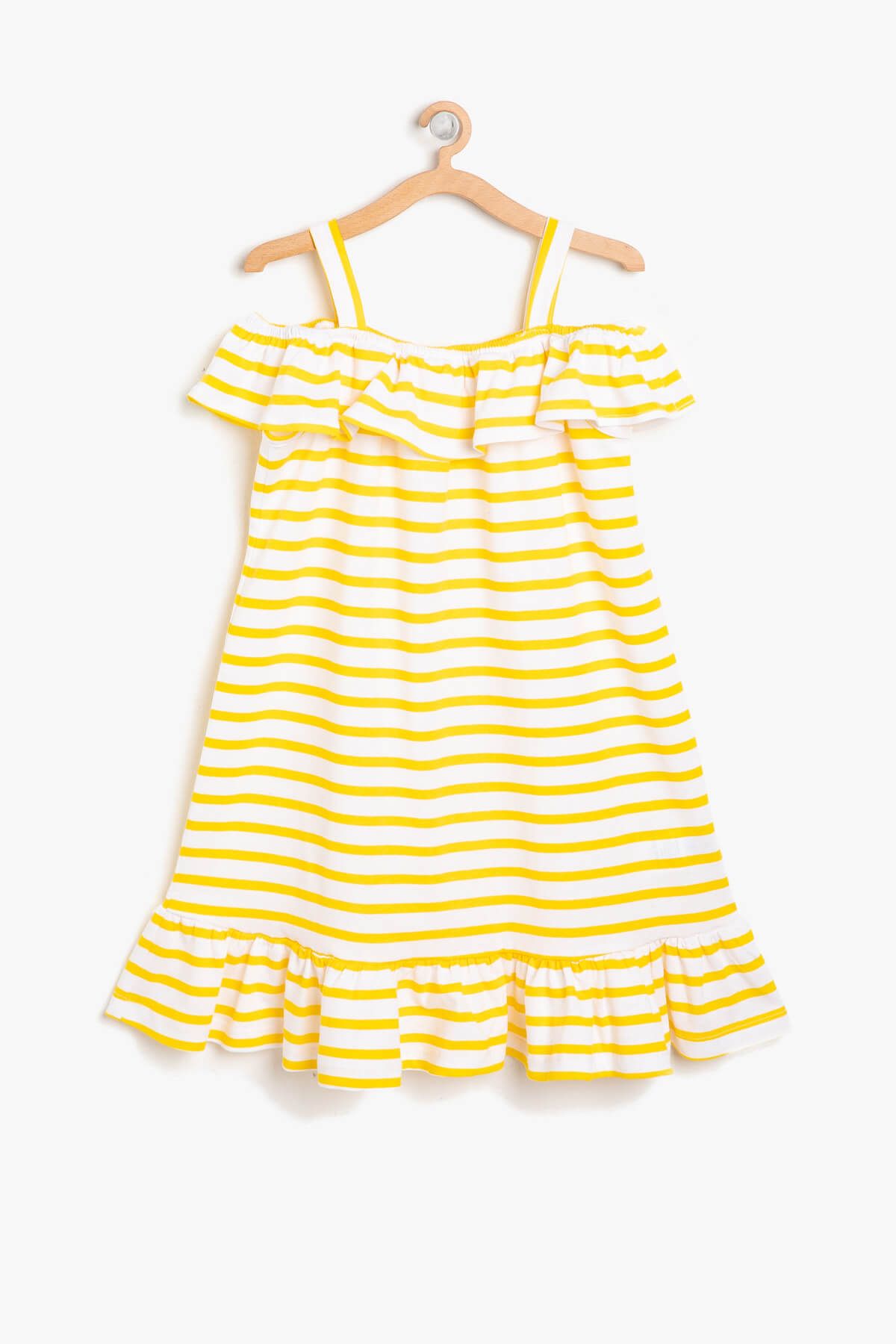Koton Sarı Çizgili Kız Çocuk Elbise