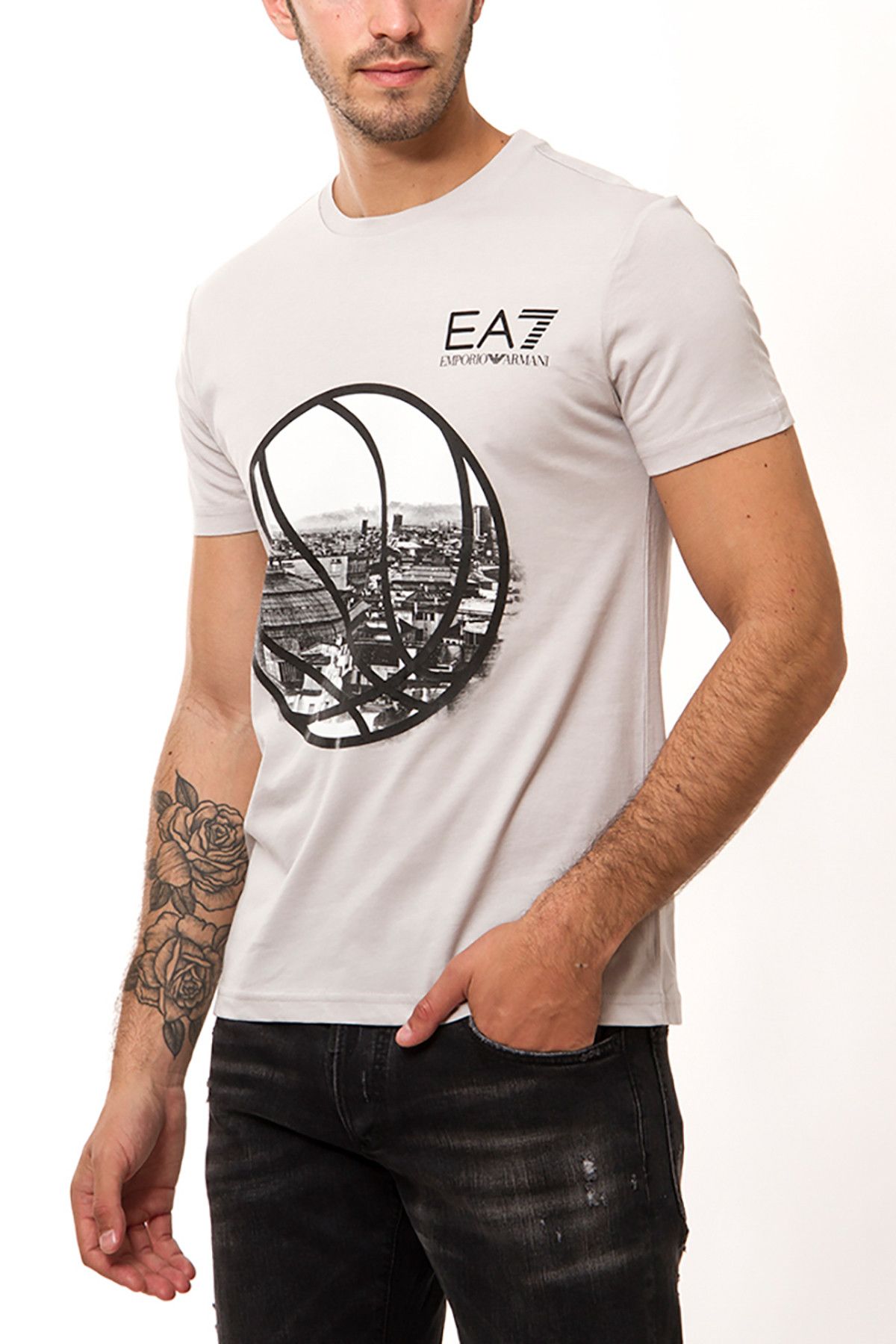Emporio Armani Erkek Off Whıte T-Shirt Eam113