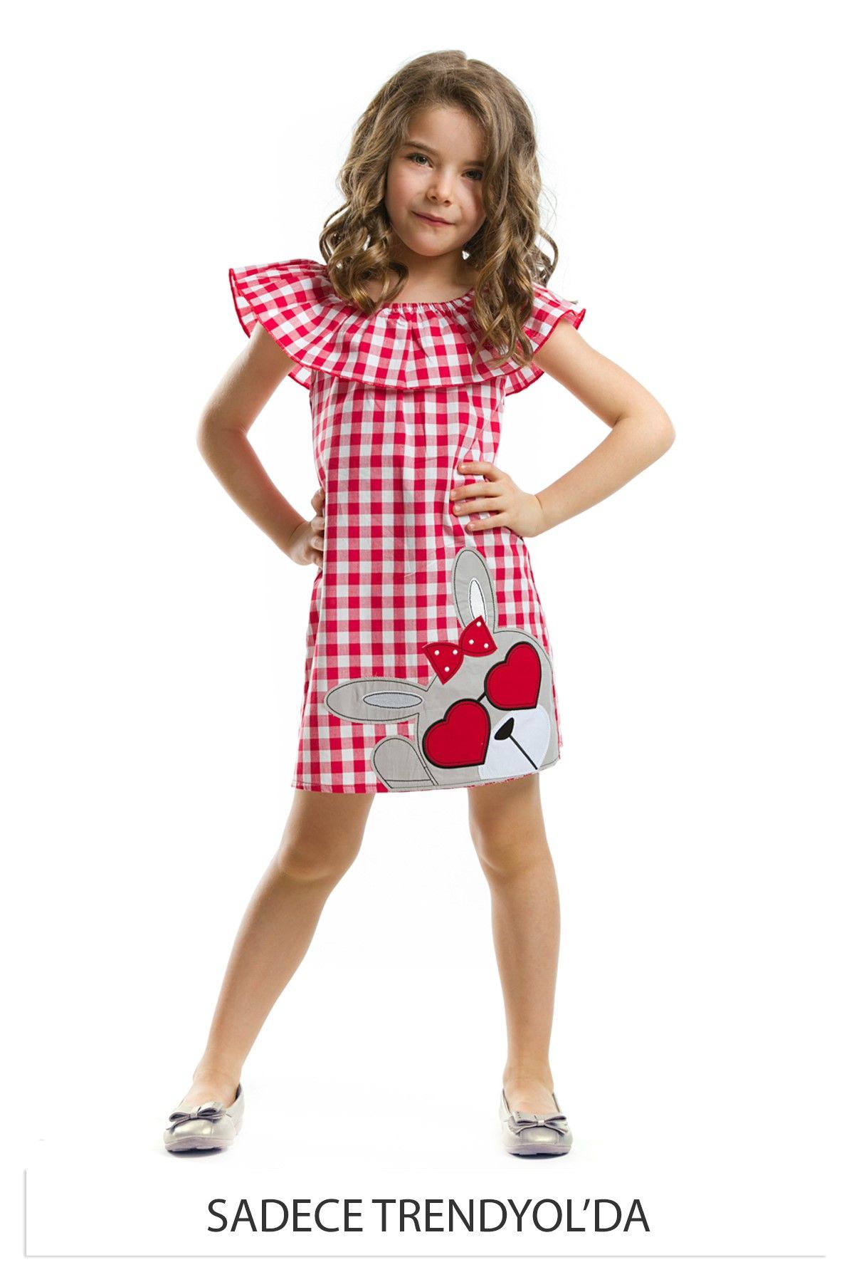 Mushi Kırmızı Kız Çocuk Kalp Gözlüklü Elbise MS-17Y1-088