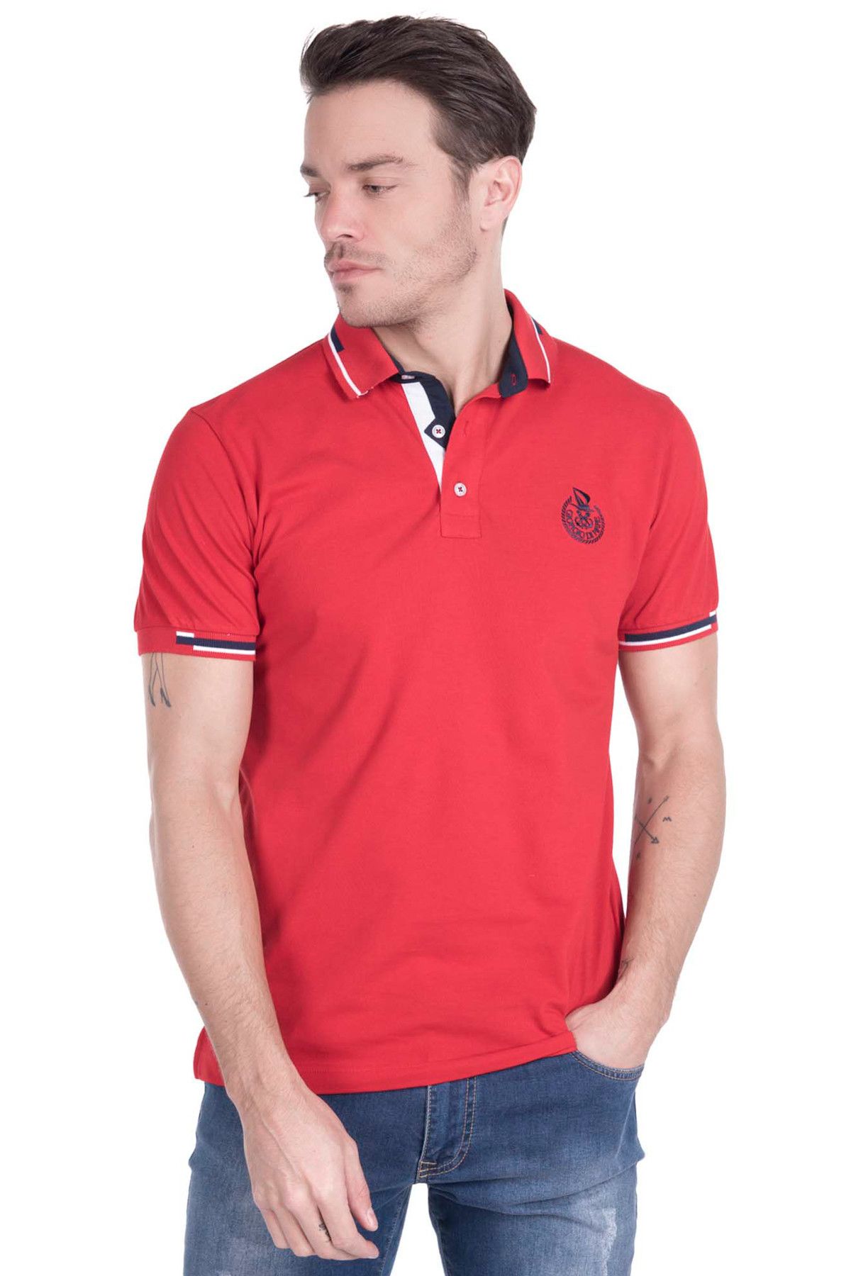 Giorgio Di Mare Erkek Kırmızı Kısa Kol Polo Shirt - Gı9041260