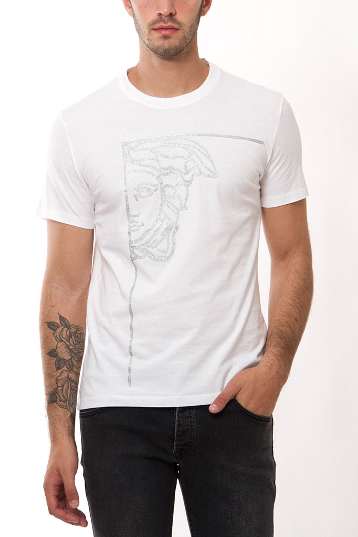 Versace Erkek Beyaz T-Shirt Vjm05