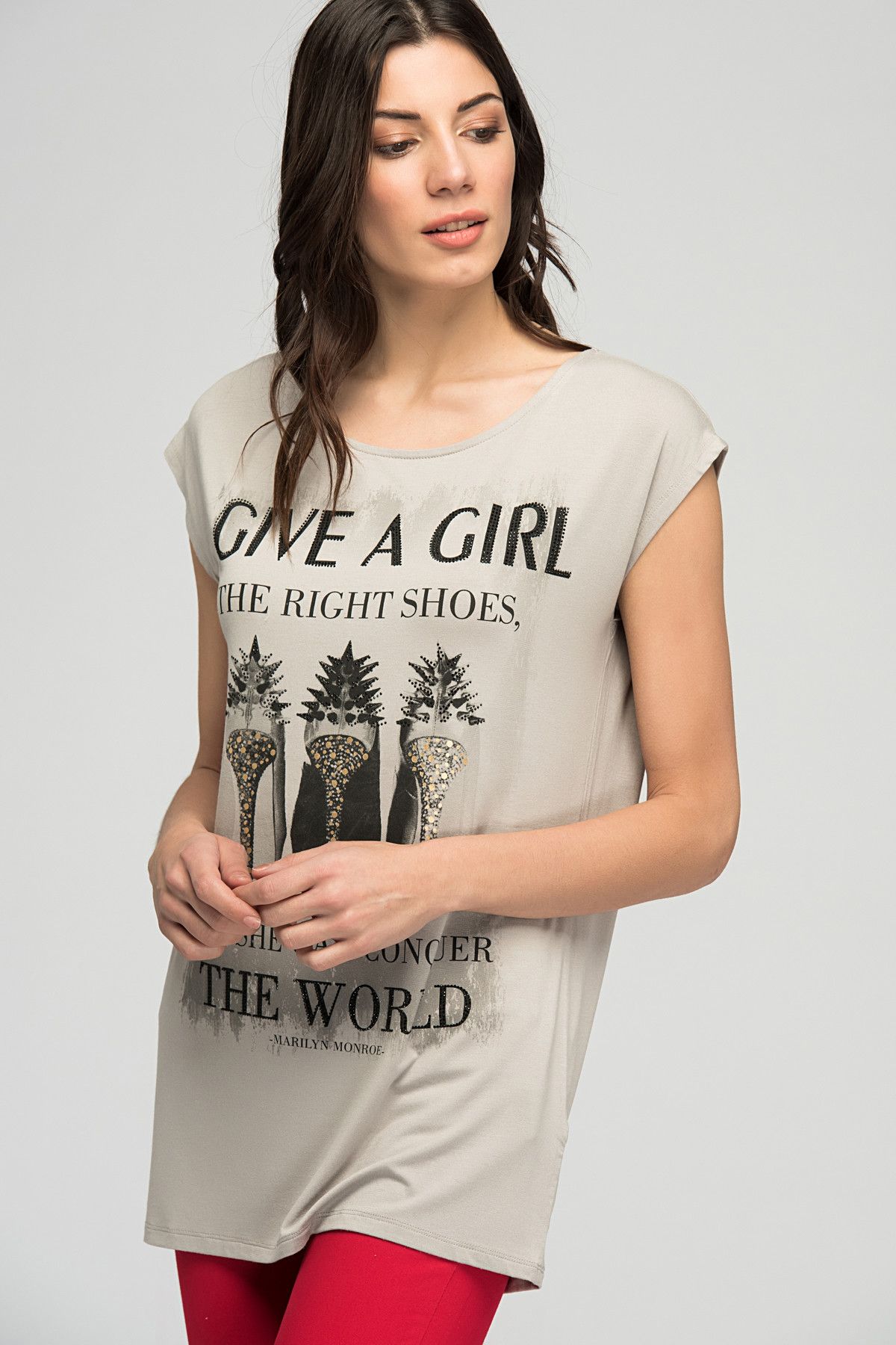 Home Store Kadın Gri T-Shirt 17250161071