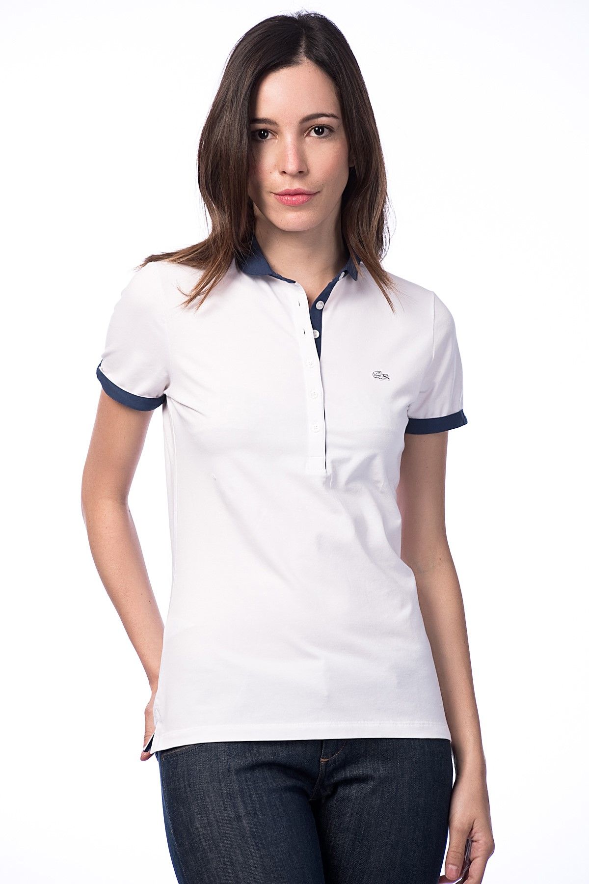 Lacoste Kadın Beyaz Regular Fit Polo Yaka T-shirt DF0506