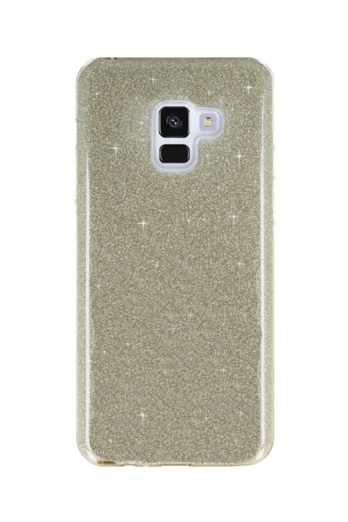 Crystal Dream Silvery Samsung Galaxy A8 2018 Simli Gold Silikon Kılıf