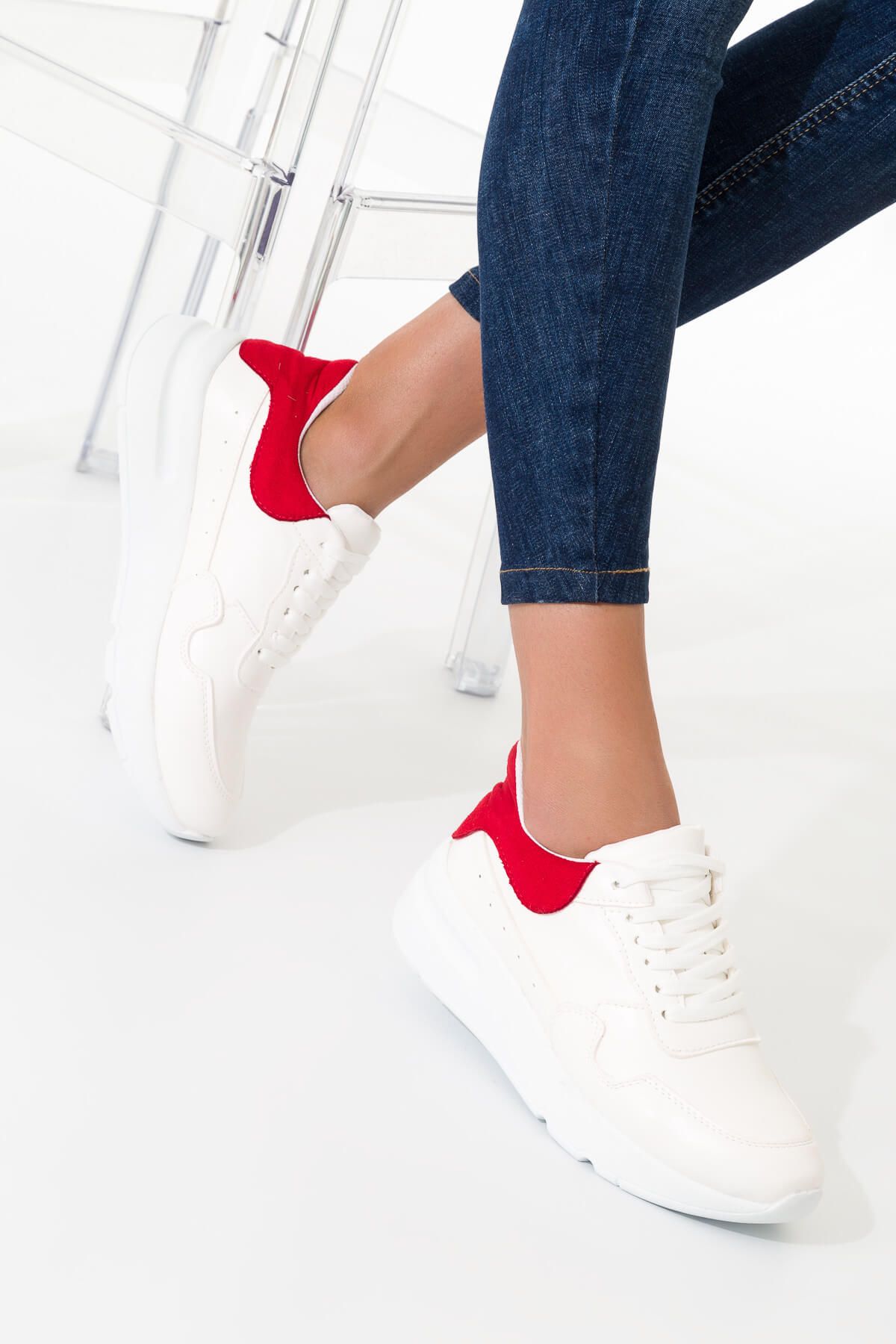 SOHO Beyaz Kırmızı Kadın Sneaker 9642