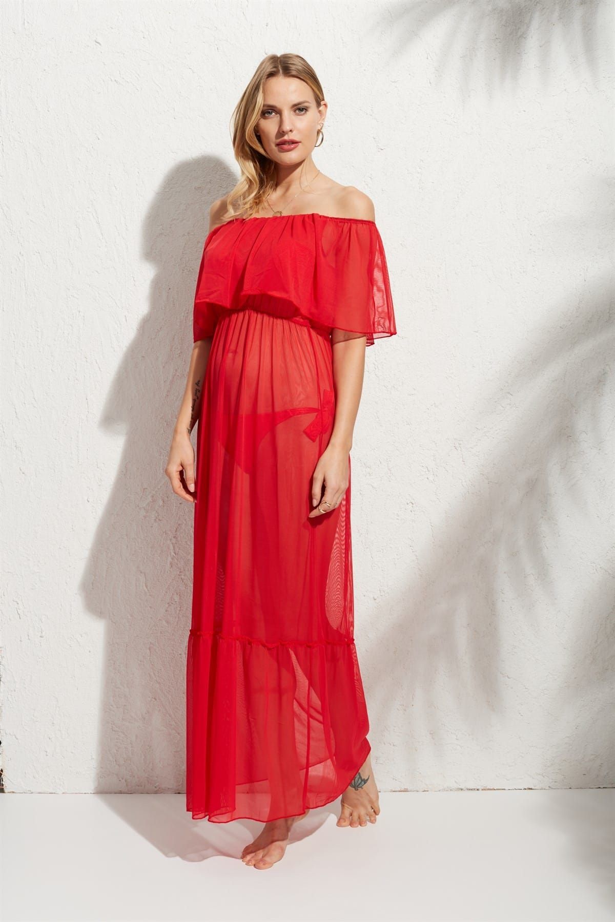 Pierre Cardin Kadın Kırmızı İspanyol Elbise Pareo 181833 181833