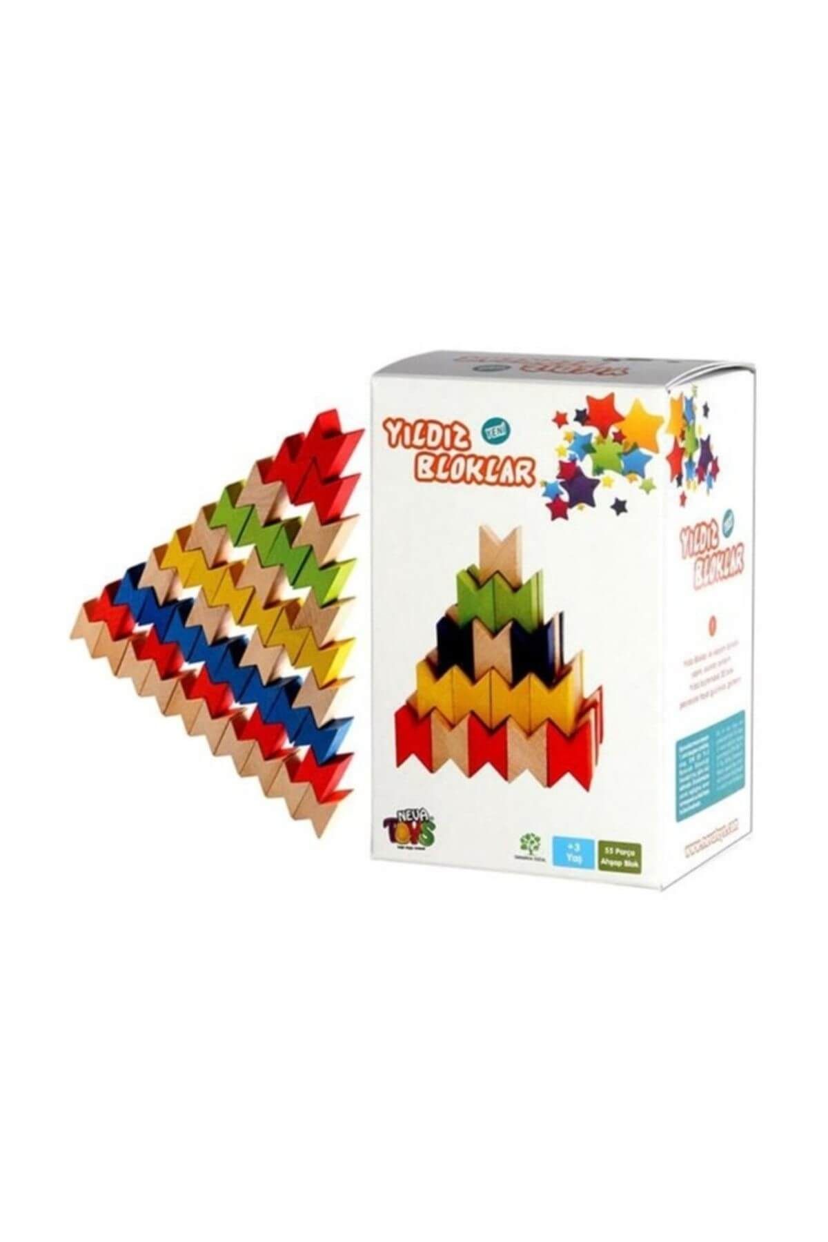 Neva Toys Yıldız Bloklar Ahşap Oyuncak 55 Parça Nv80492 /