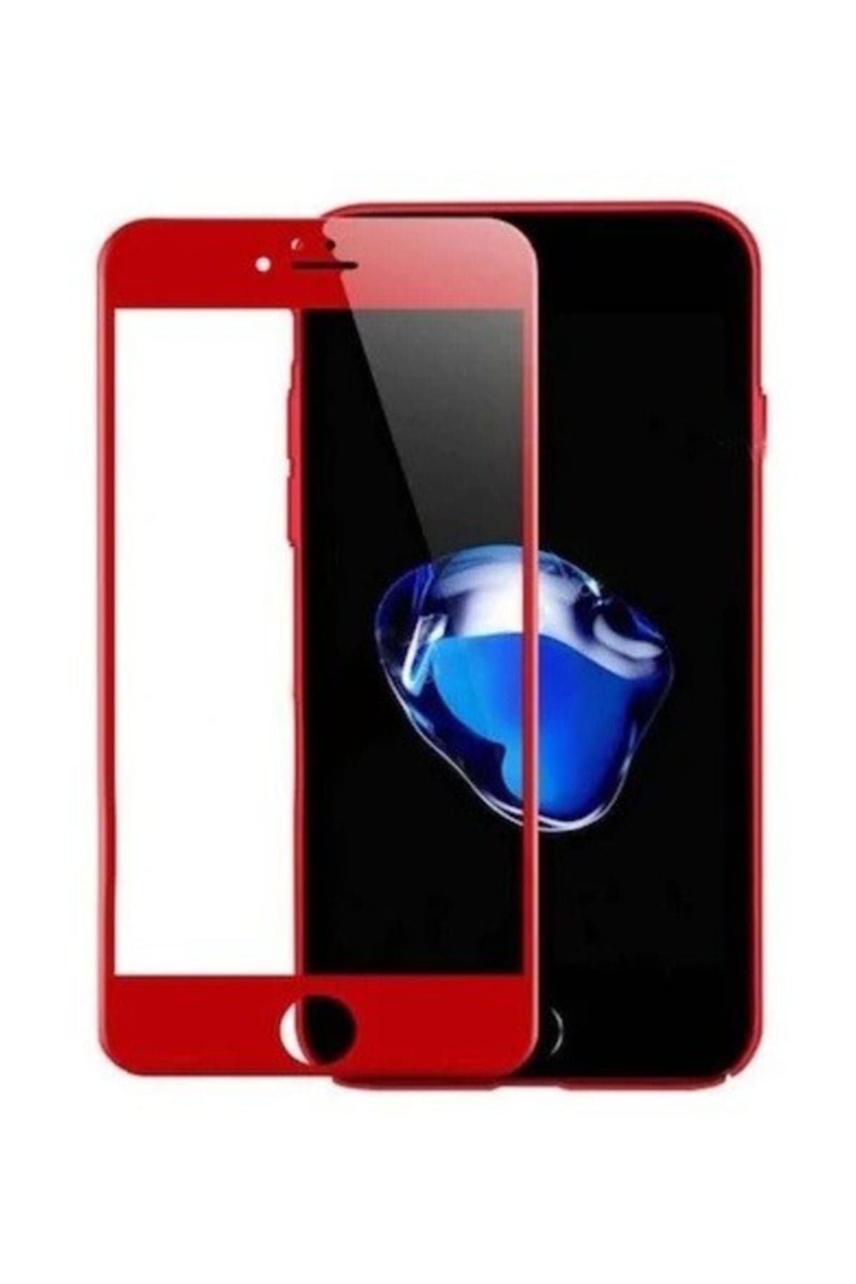 Kılıfreyonum İphone 7 Kavisli 5D Kırılmaz Cam Kırmızı