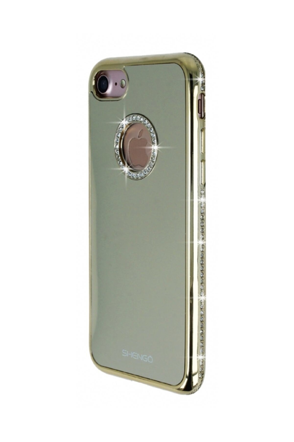 Shengo iPhone 7 Taşlı Gold Silikon Kılıf