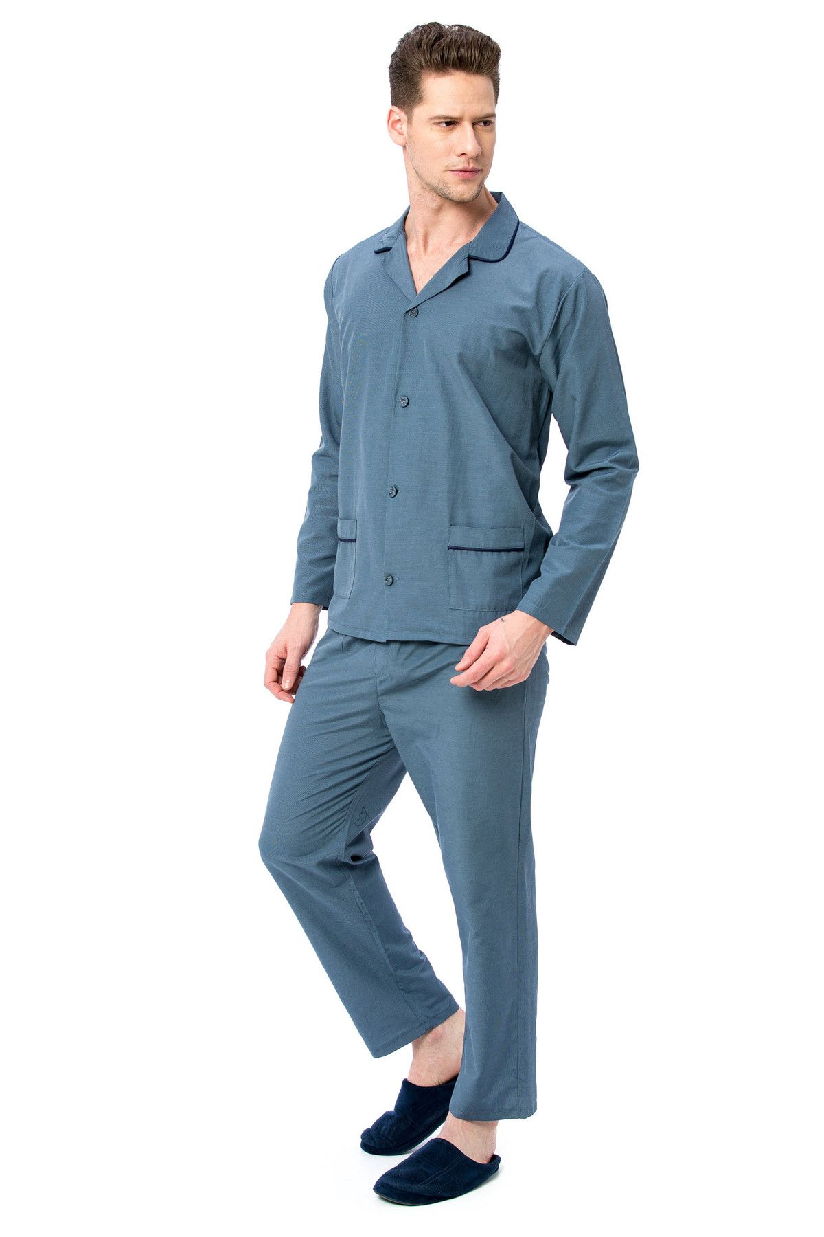 LC Waikiki Erkek Blue Checked Llc  Pijama Takım 8Sh951Z8