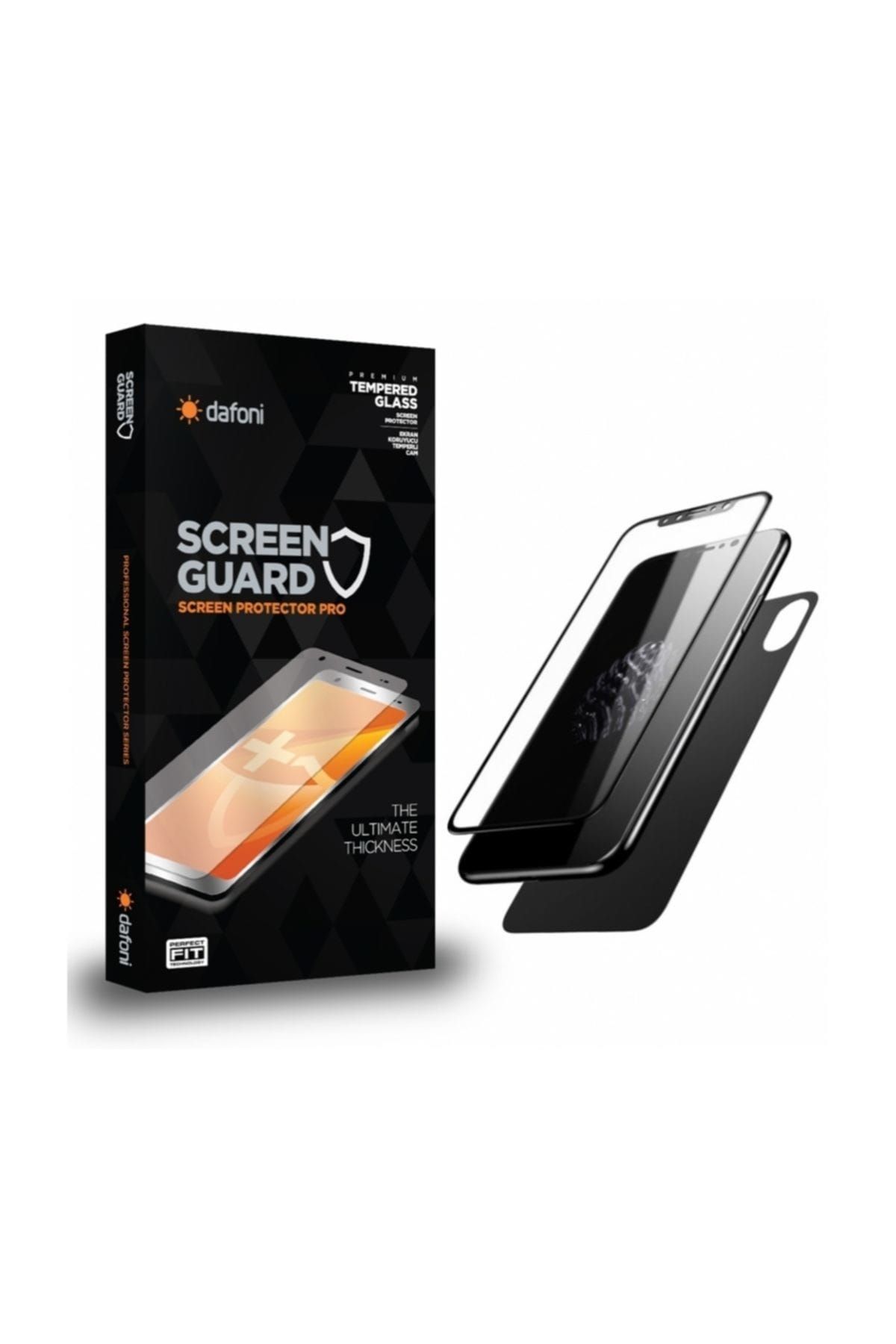 Dafoni iPhone XS Max Ön + Arka Curve Tempered Glass Premium Siyah Cam Ekran Koruyucu