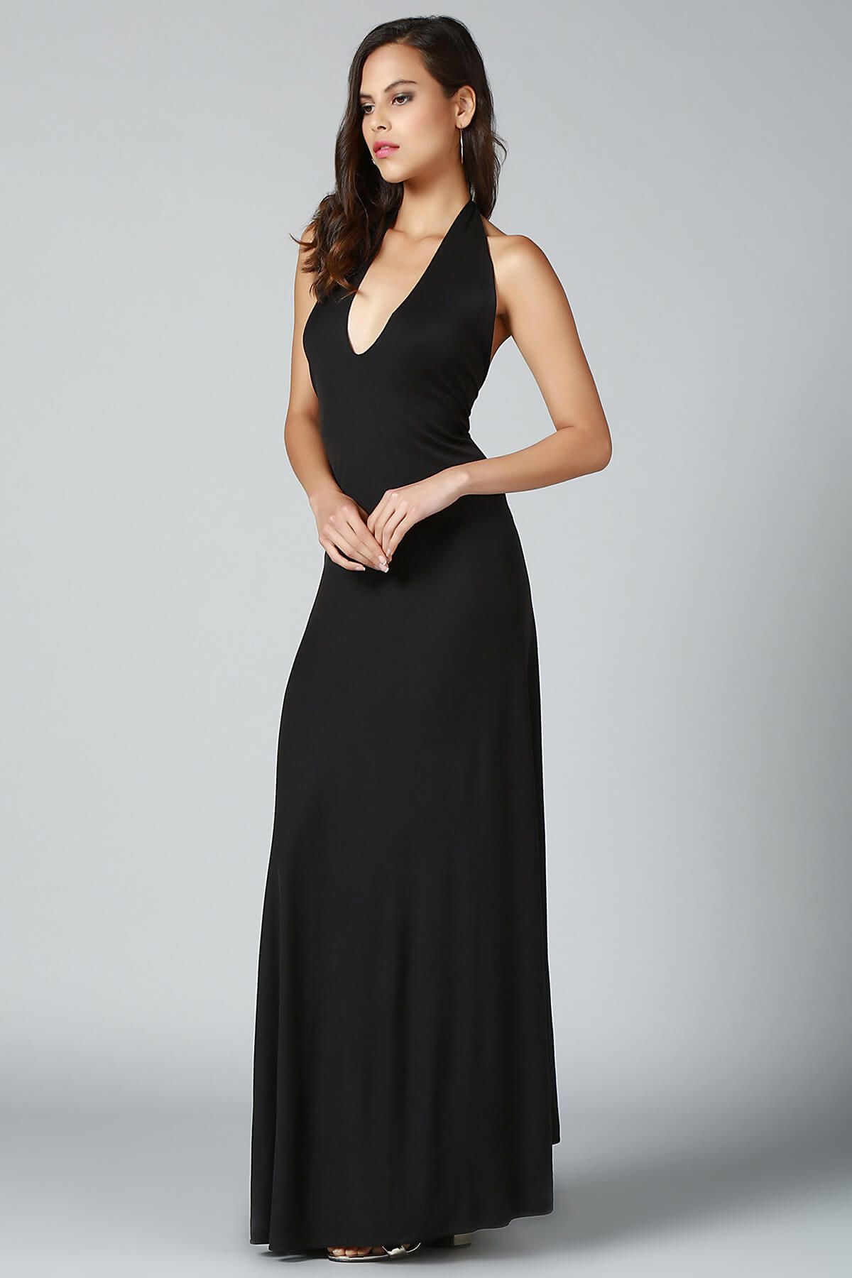 Quincey Kadın Siyah Sırt Dekolteli Elbise EB2504