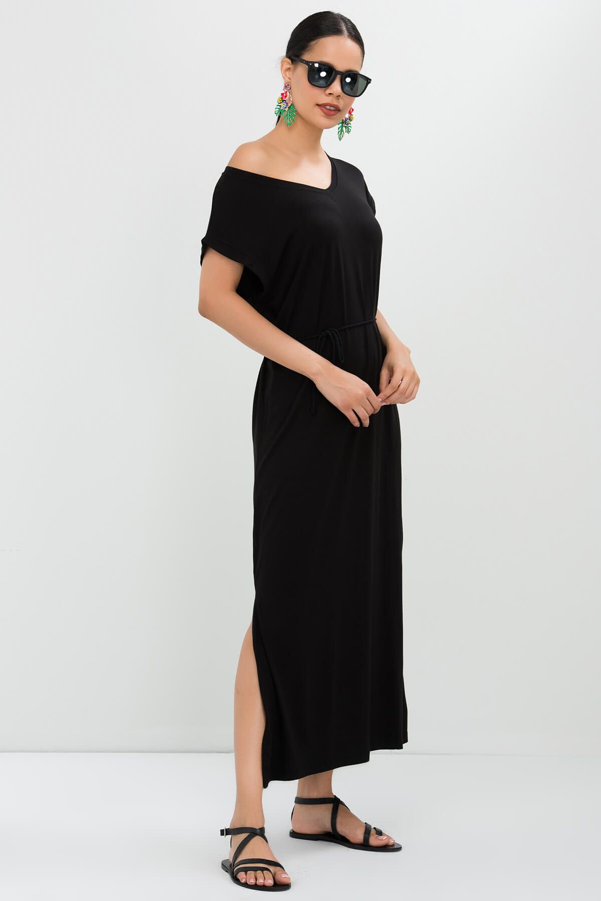 Cool & Sexy Kadın Siyah Bağcıklı Elbise DY2213