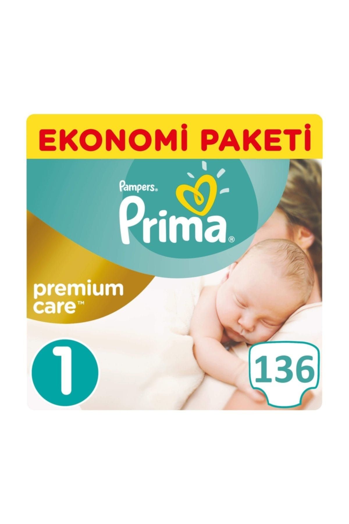 Prima Bebek Bezi Premium Care 1 Beden Yenidoğan 68x2 (136 Adet 1 Beden )