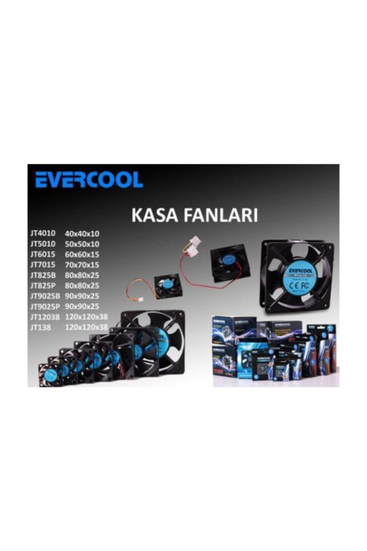 Evercool Jt5010 50-50-10Mm Kutulu Kasa Fanı