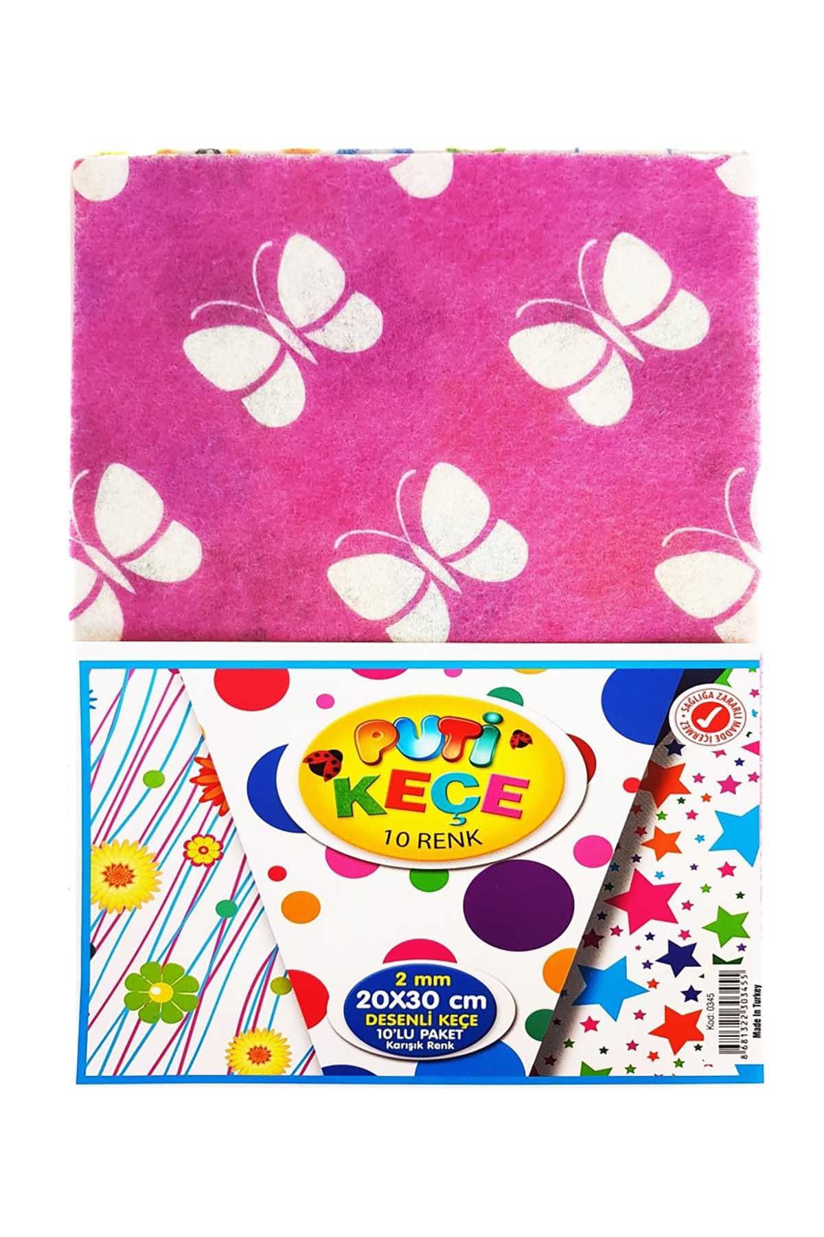 Putı 0344 A4 10 Lu Karışık Renk Desenli Keçe_0