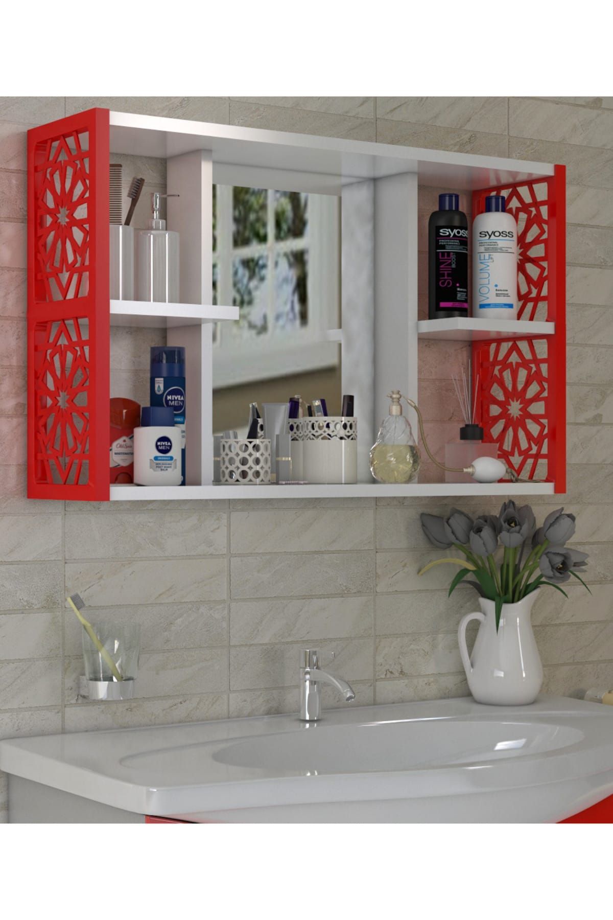 Remaks Aynalı Banyo Dolabı kırmızı