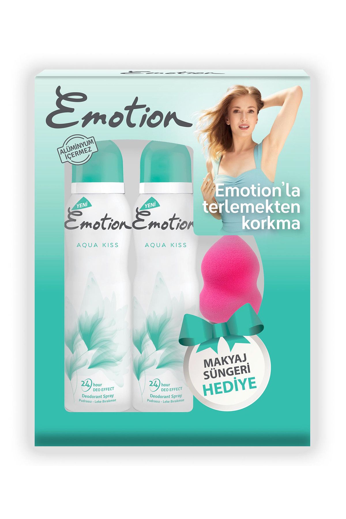 Emotion Aquakiss 2'Li Kadın Deodorant 150 ml + Makyaj Süngeri 8690586017657