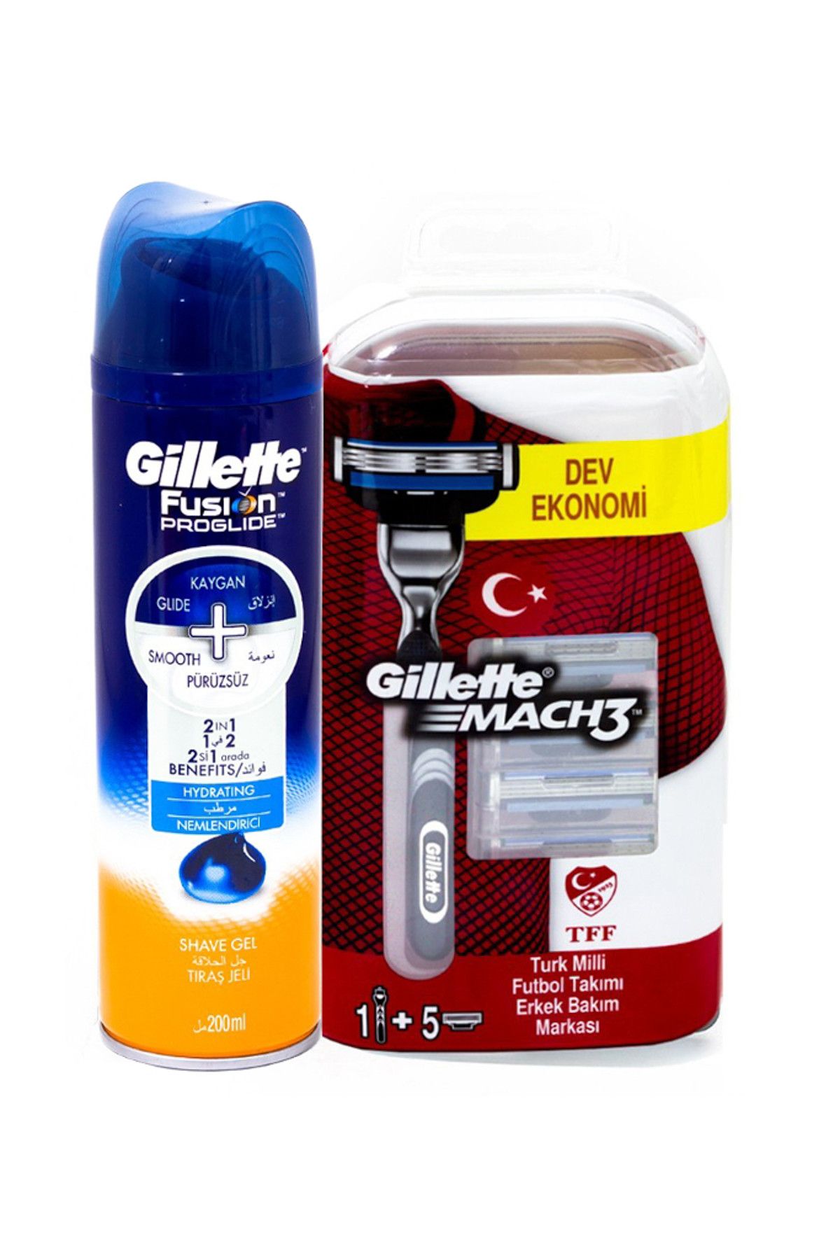 Gillette Mach-3 1 Up Makine + 4 Yedek Başlık + Proglide Jel 200