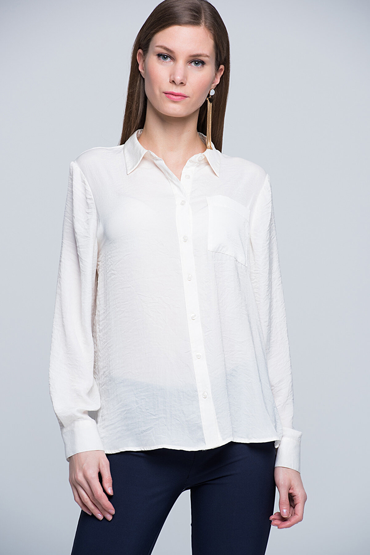 Marks & Spencer Kadın Lacivert Gömlek T43006256KY
