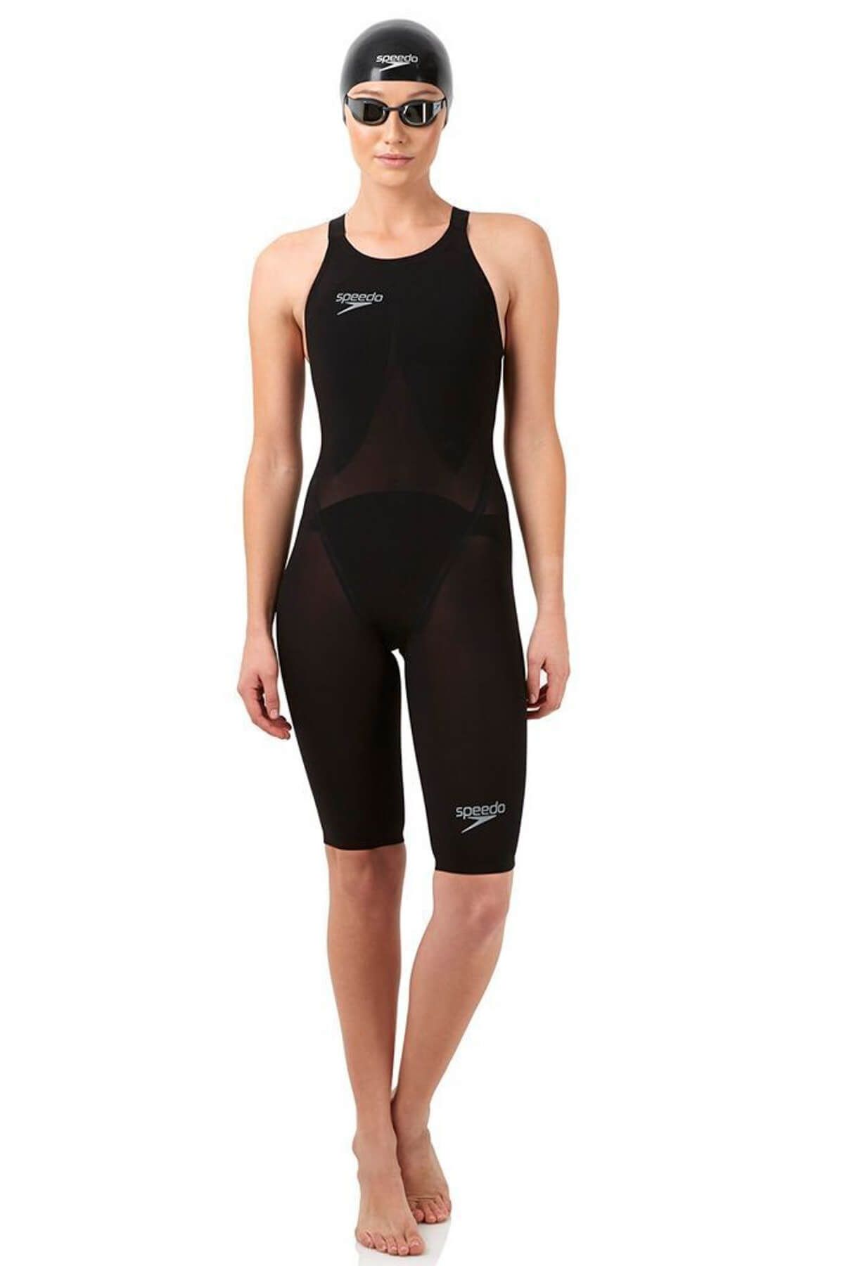 SPEEDO Kadın Siyah Lzr Racer Elite 2 Openback Kneeskin Yüzücü Mayo