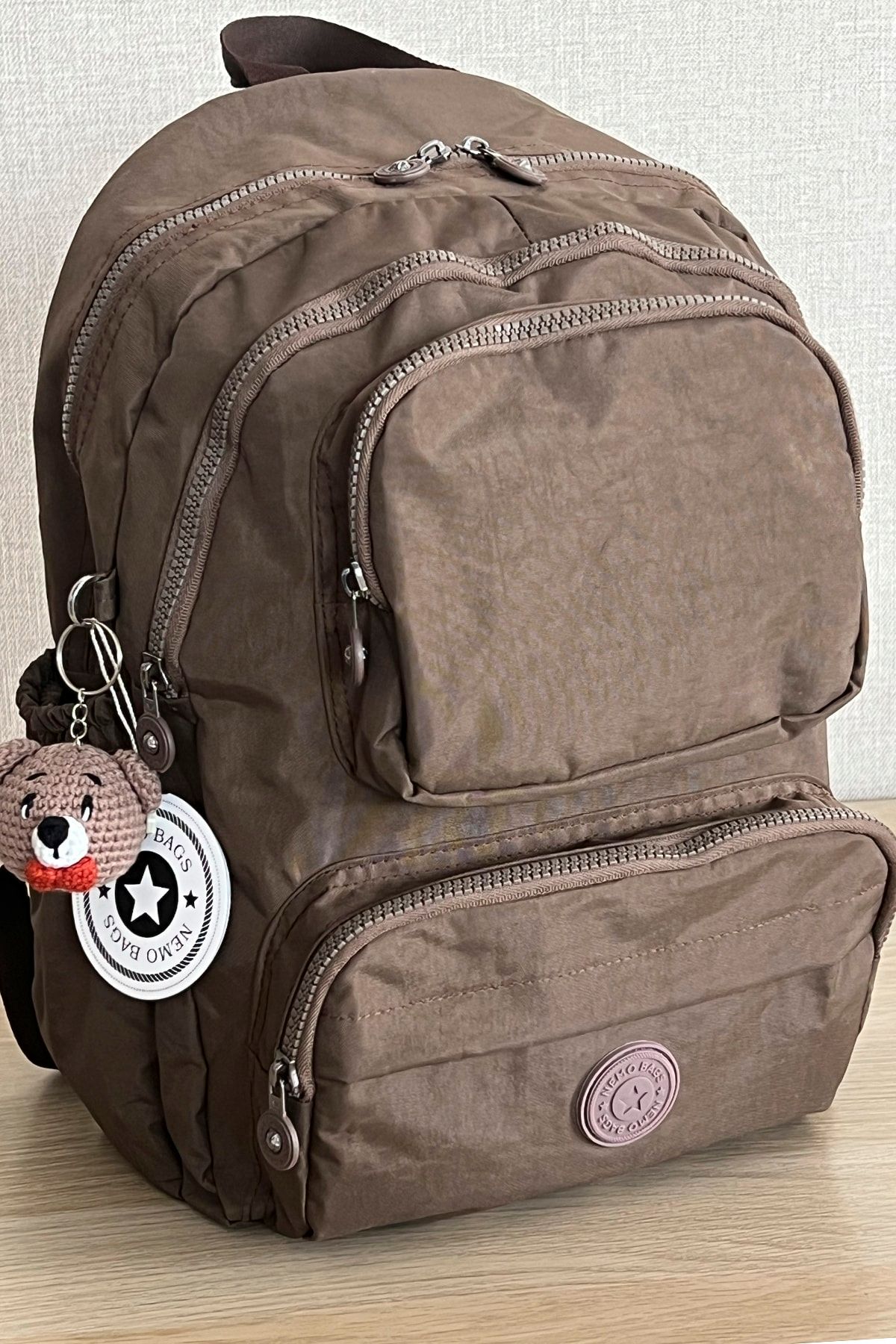 NEMO BAGS Unisex Mink Sırt Çantası Okul Çantası Laptop Ve Seyahat Çantası Su Geçirmez, Amigurumi Ayıcıklı