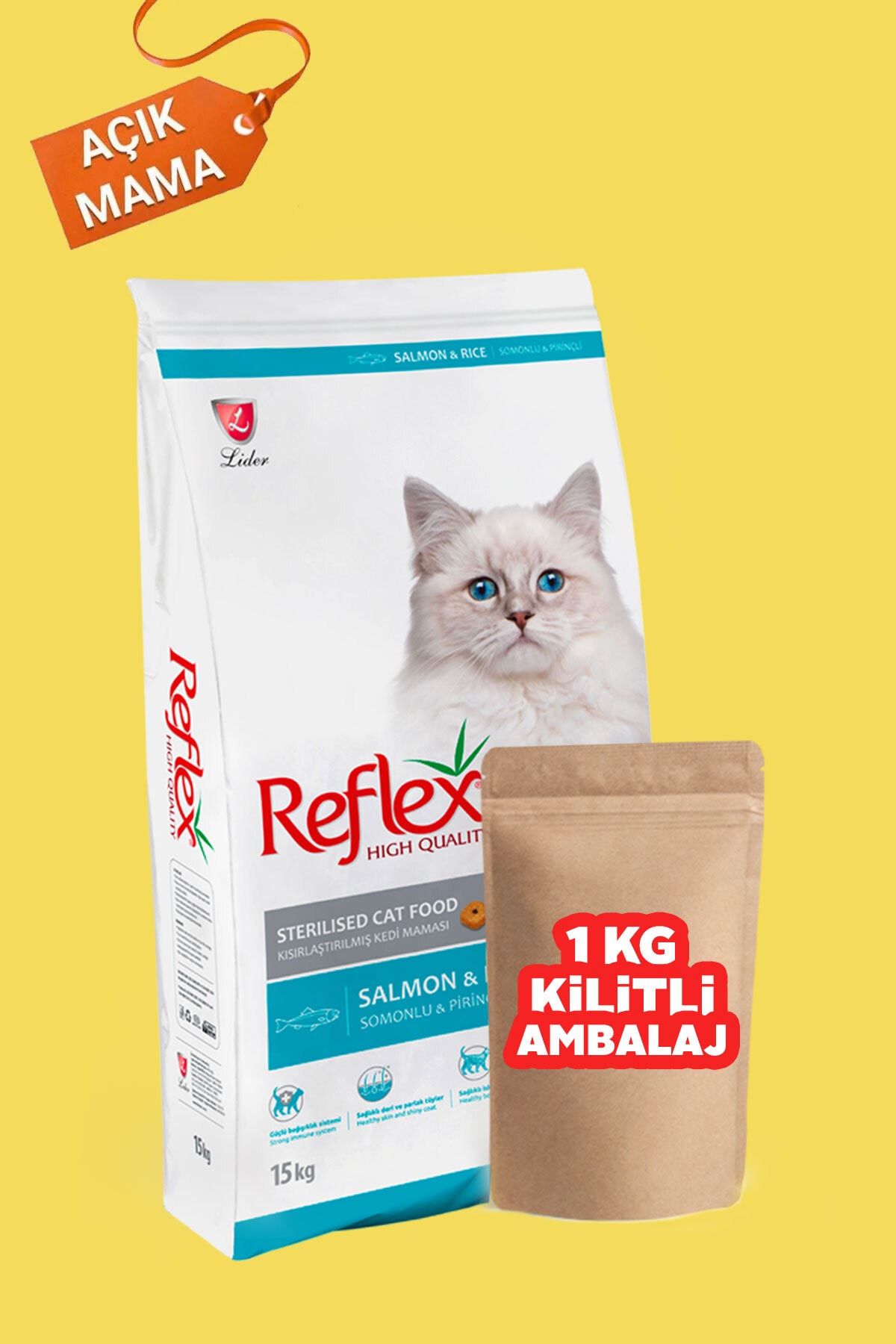 Reflex Somon Balıklı Kısırlaştırılmış Kedi Maması - Kilitli Ambalaj - 1 Kg