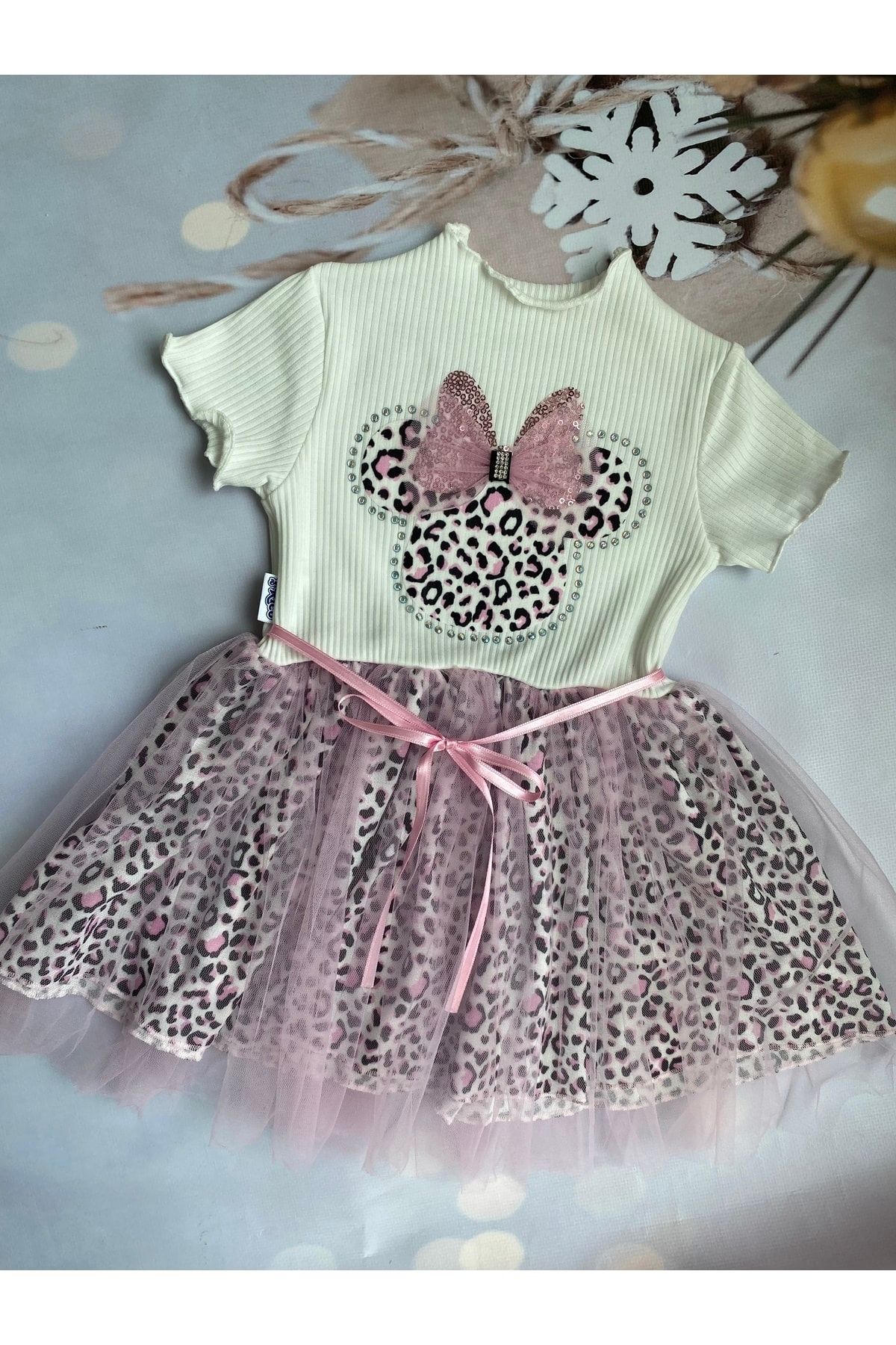 Mini Kids Baby Kız Çocuk/bebek Leopar Desenli Özel Gün Doğum Günü Tütü Elbisesi