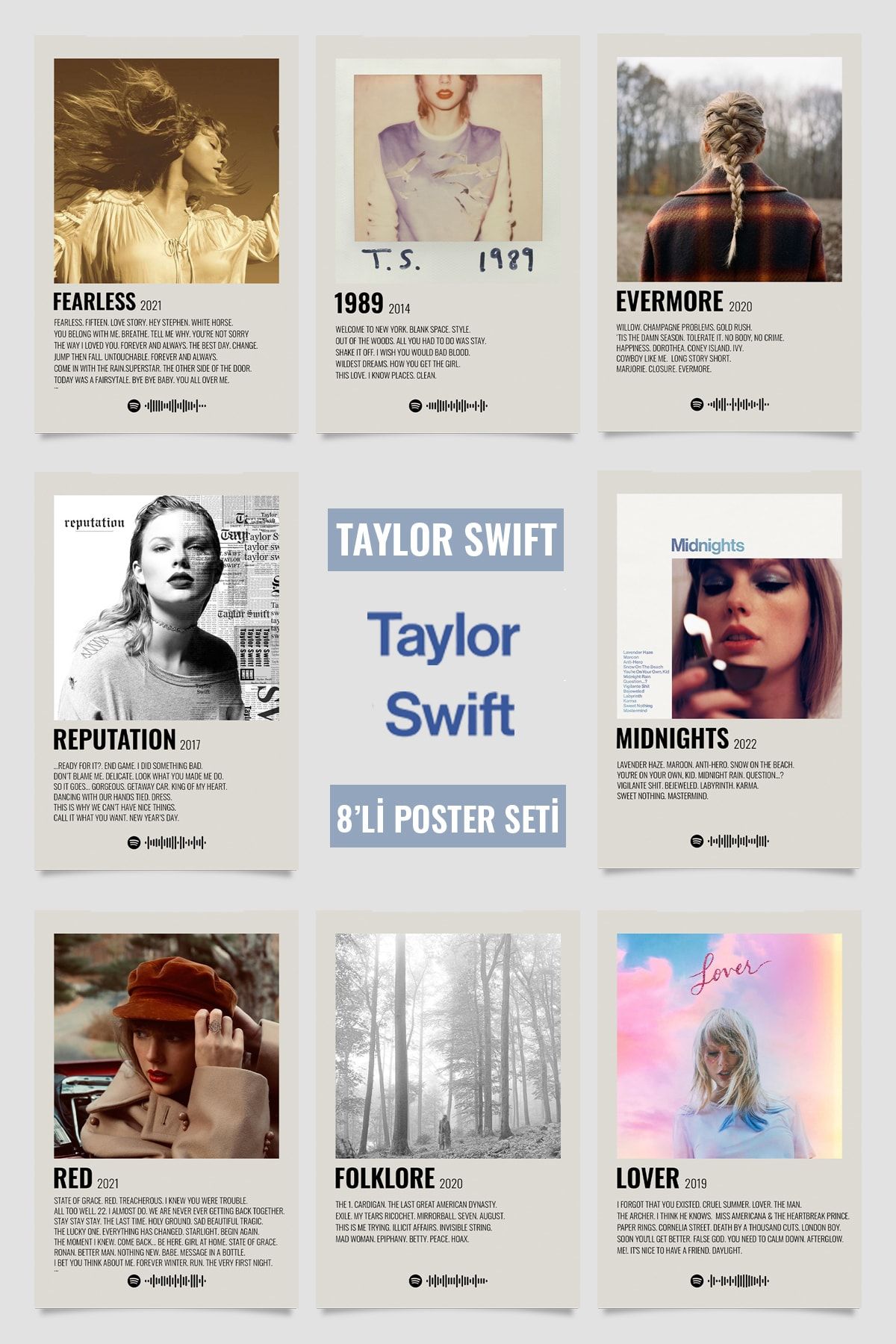 Vinca Prints Taylor Swift Müzik Albüm Poster Seti Polaroid Müzik Posteri Duvar Dekoru Taylor Swift Posterleri
