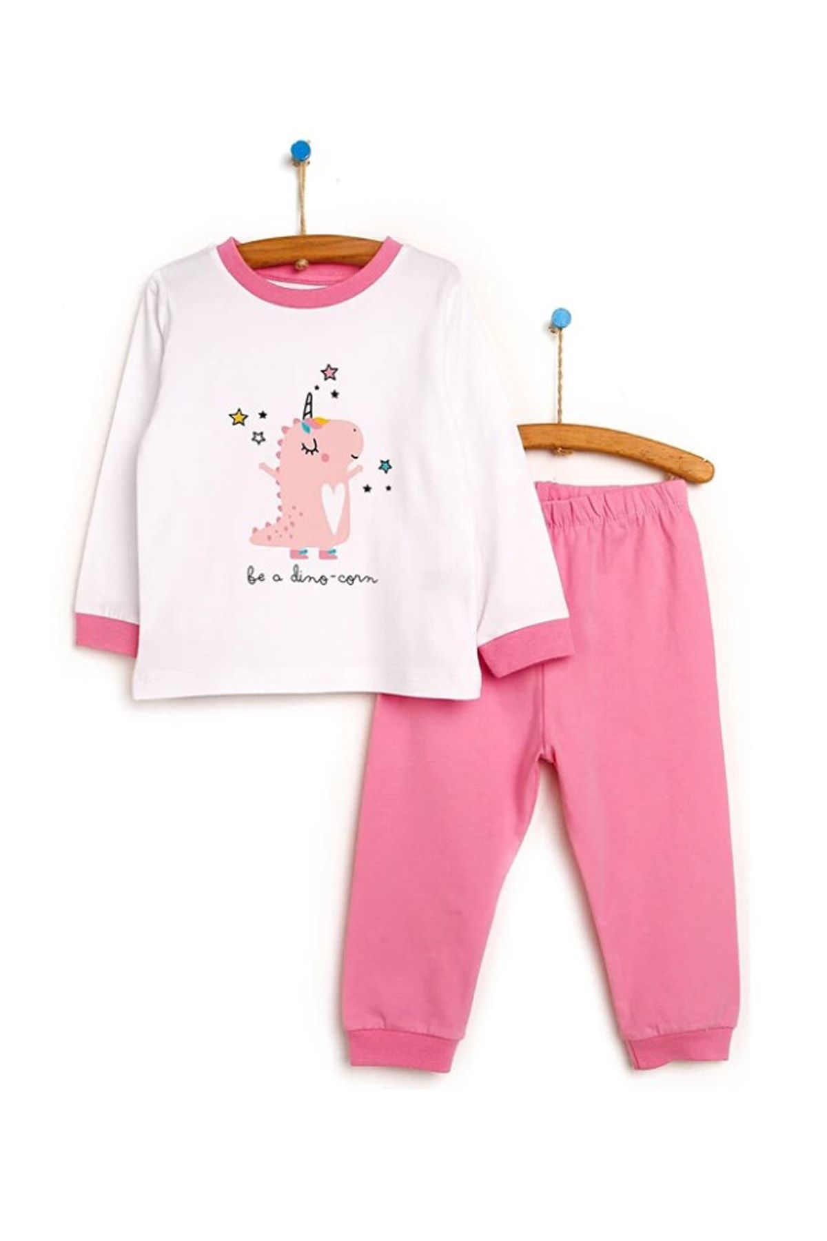 HelloBaby Unicorn Desenli Pembe Kız Çocuk Pijama Takımı
