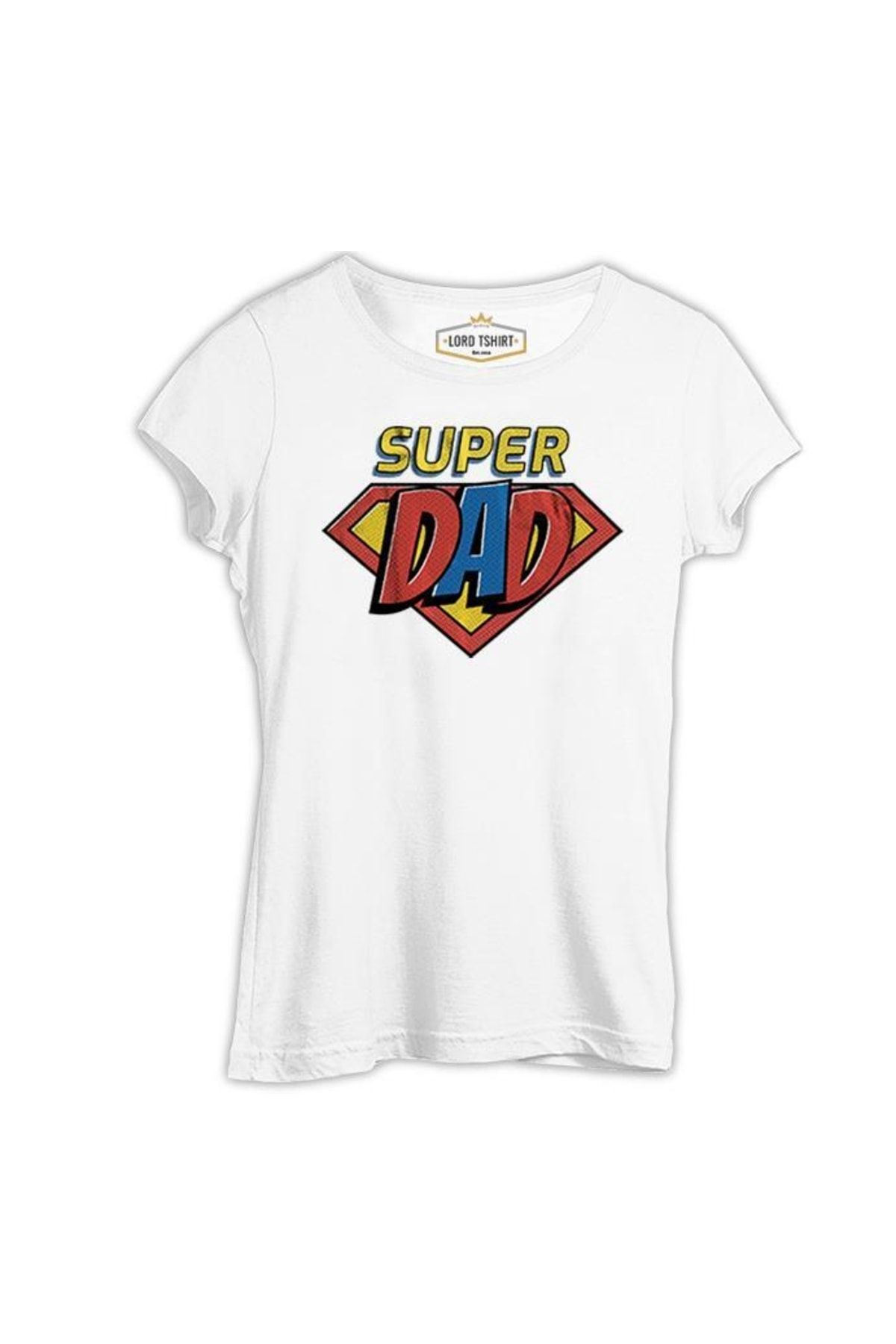 Lord T-Shirt Super Dad Logo Beyaz Tshirt